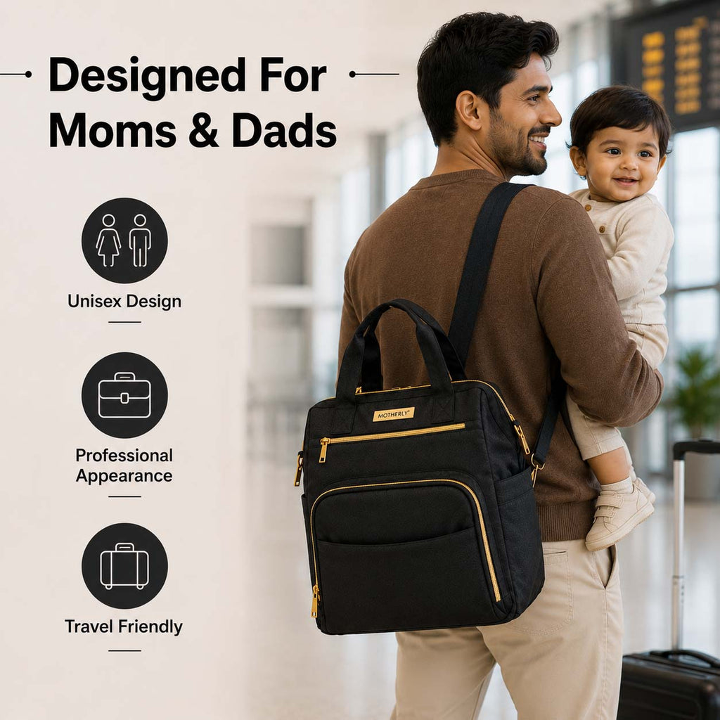 Motherly Evoke Diaper Bag for Moms – Water-Resistant Maternity & Travel Bag with Multiple Pockets, Warranty & Special Offers