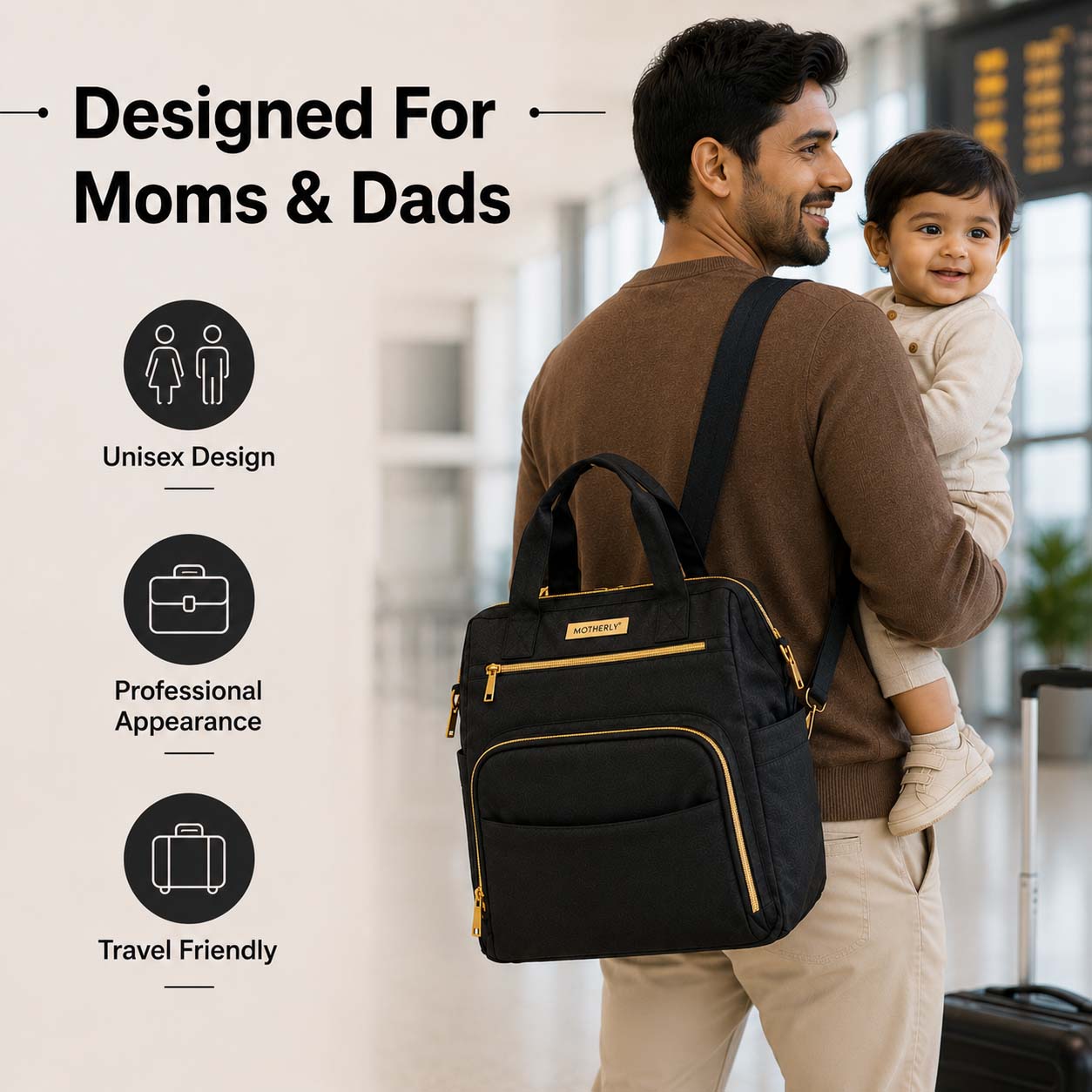 Motherly Evoke Diaper Bag for Moms – Water-Resistant Maternity & Travel Bag with Multiple Pockets, Warranty & Special Offers