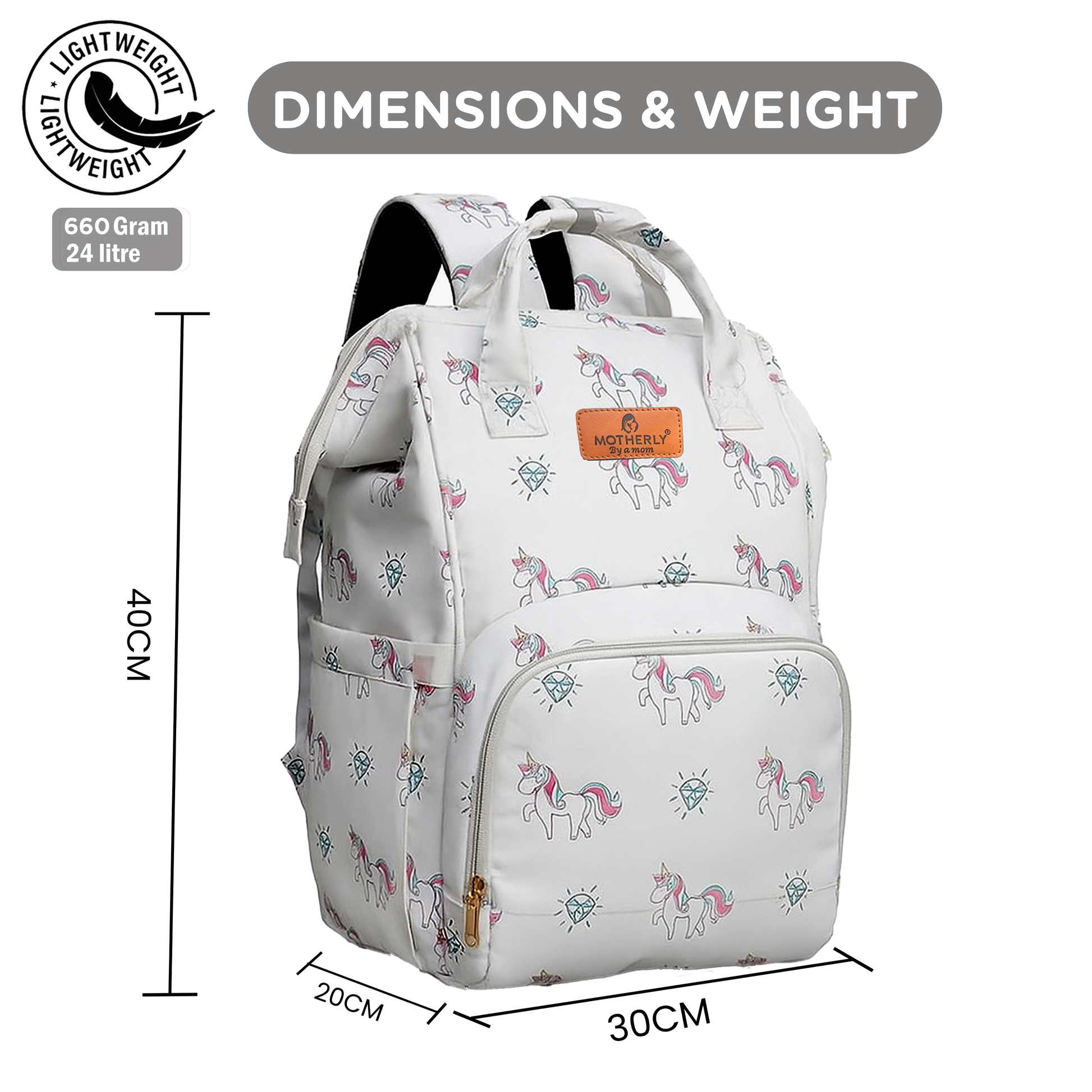 Motherly Elegant Diaper Bag for Moms – Water-Resistant Maternity & Travel Bag with Multiple Pockets & Warranty