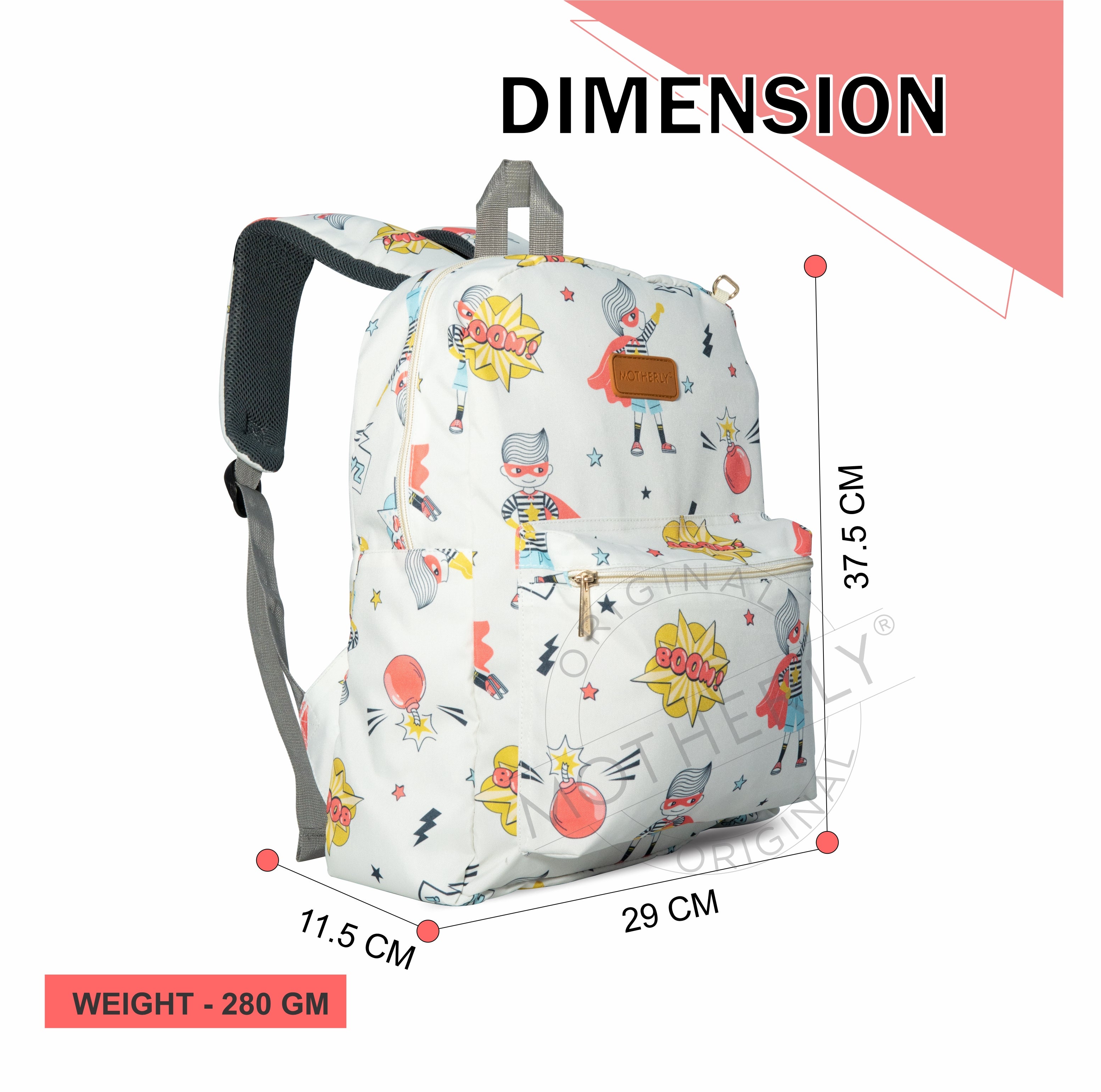Motherly Kindergarten Backpack, Daycare Bags for Kids, Creche Bag Backpack Casual Backpack Picnic Bag for Kids, Unisex School Bag for Boys & Girls with Free Pencil Stationery Pouch (16 Inch) - MOTHERLY