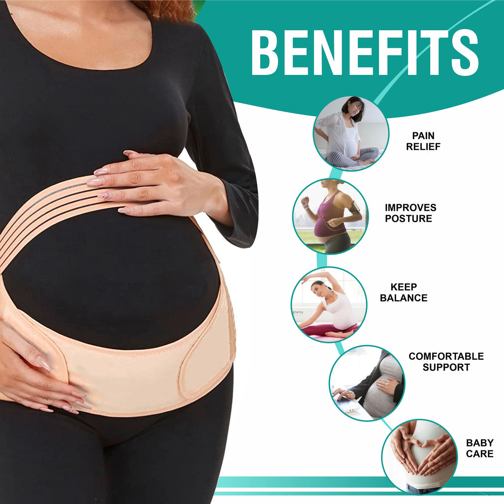 Motherly Maternity Belt for Belly Support, Pregnancy Support Belt Pre Natal-Belly Band, Adjustable & Breathable Waist Support Belt for Pregnancy, Helps in Back Pain, Pre and Postpartum (Medium)