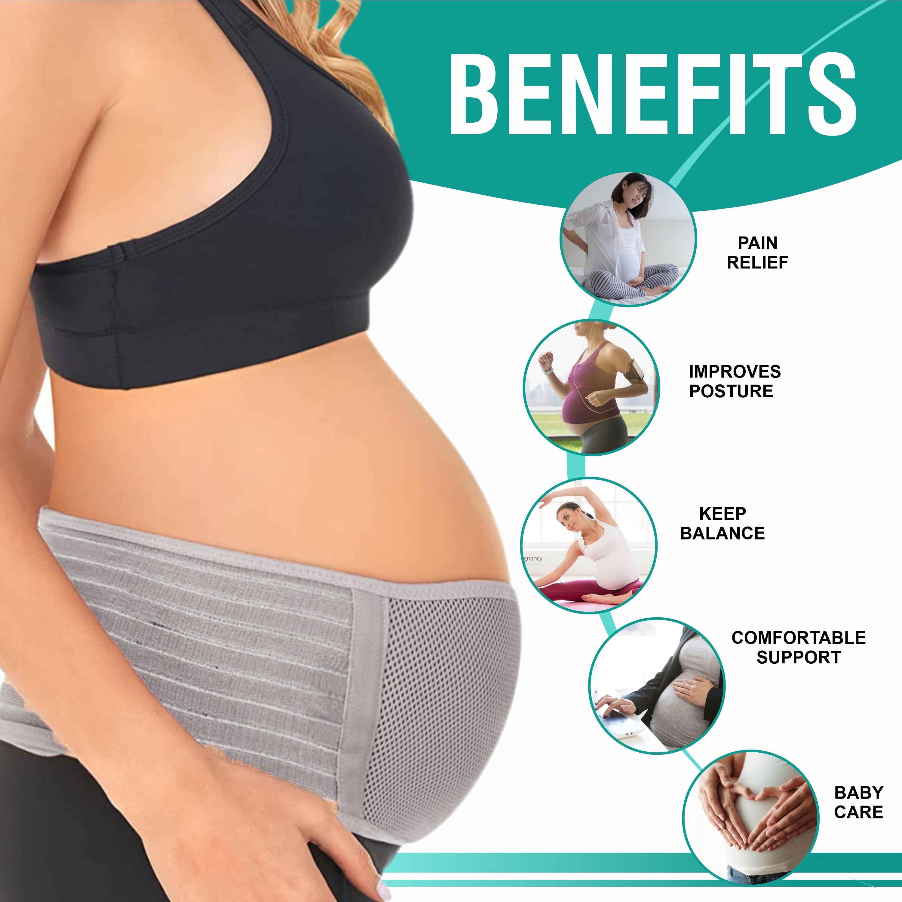 Motherly Maternity Belly Support Belt (Pre-Pregnancy-Type1, Grey, Free Size)
