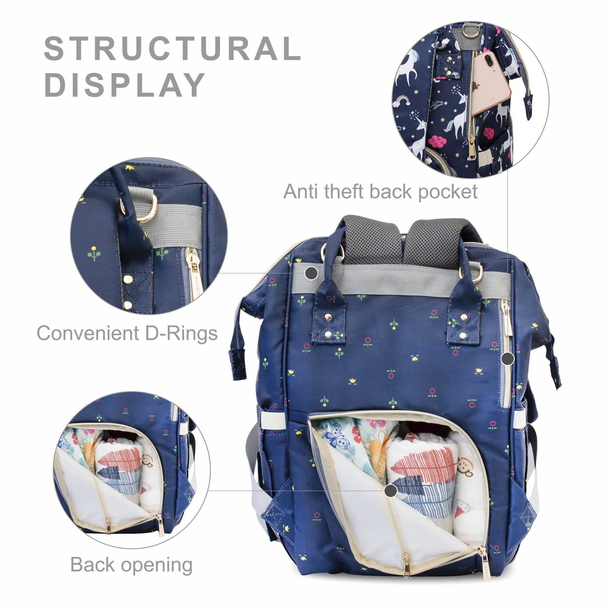 Motherly Elegant Diaper Bag for Mothers for Travel, Maternity Bag for Newborn Baby, Mothers Travelling Bag, Multipocket Water Resistant Baby Bag, Hospital Bag for Moms with Warranty - MOTHERLY