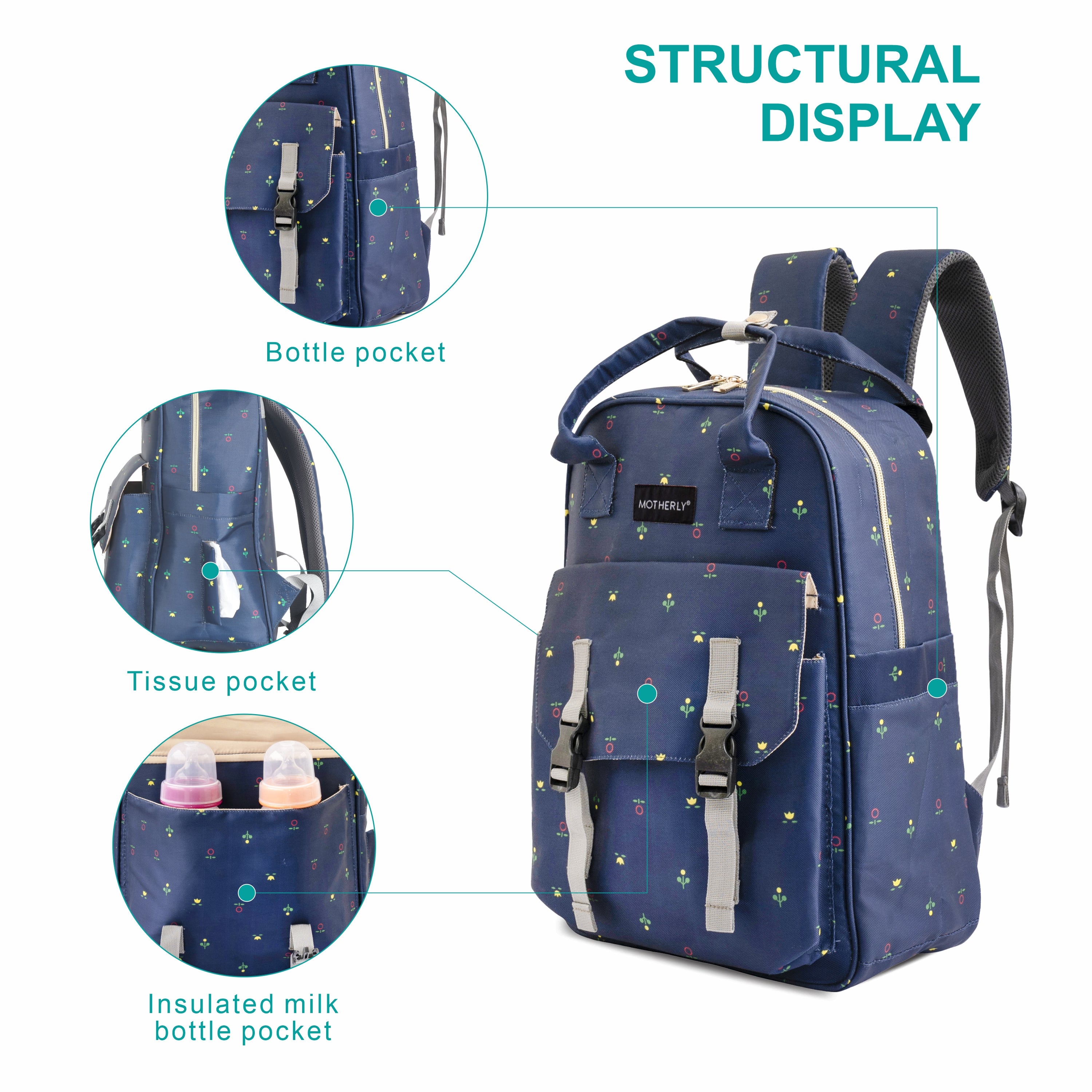 Motherly Solid Diaper Bag for Moms (Black) – Water-Resistant Maternity & Travel Bag with Multiple Pockets