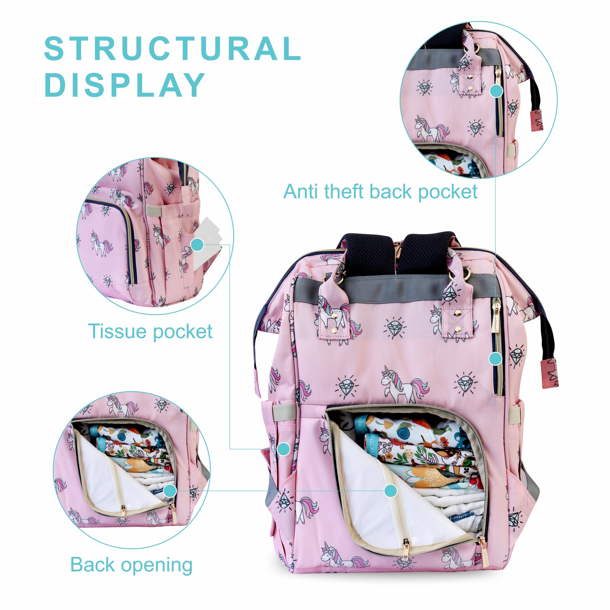 Motherly Elegant Diaper Bag for Mothers for Travel, Maternity Bag for Newborn Baby, Mothers Travelling Bag, Multipocket Water Resistant Baby Bag, Hospital Bag for Moms with Warranty - MOTHERLY