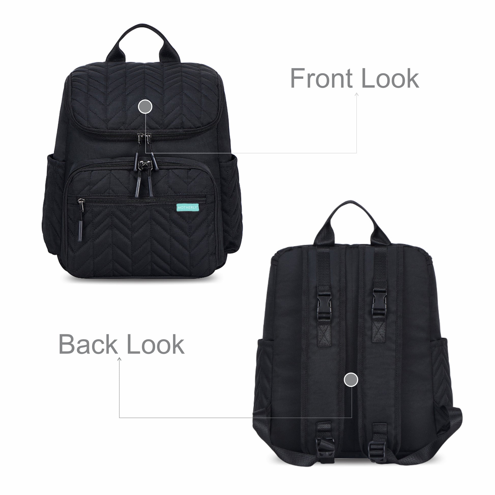 Motherly Baby Diaper Bag for Mothers specious and large travel diaper bags for Mom for travel |6 Month Warranty |(Black) - MOTHERLY