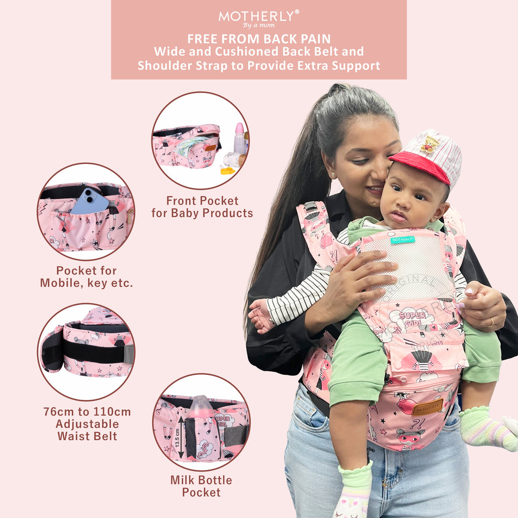 Motherly 6-in-1 Kangaroo Style with Hip Seat for Comfort Carrying Baby Carrier Bag - MOTHERLY