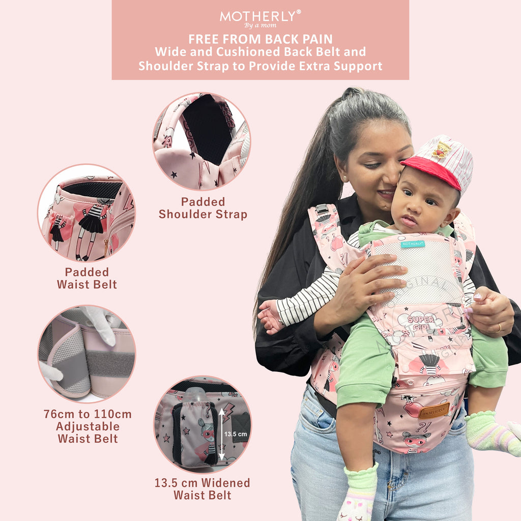 Motherly Baby Carrier for 0 to 3 Year Baby – Adjustable Hands Free 6-in-1 Baby Carrier with Detachable Hip Seat | baby carrier for new born |  Toddler Carrier with Head Support & Buckle Strap for Hiking & Everyday Use - MOTHERLY