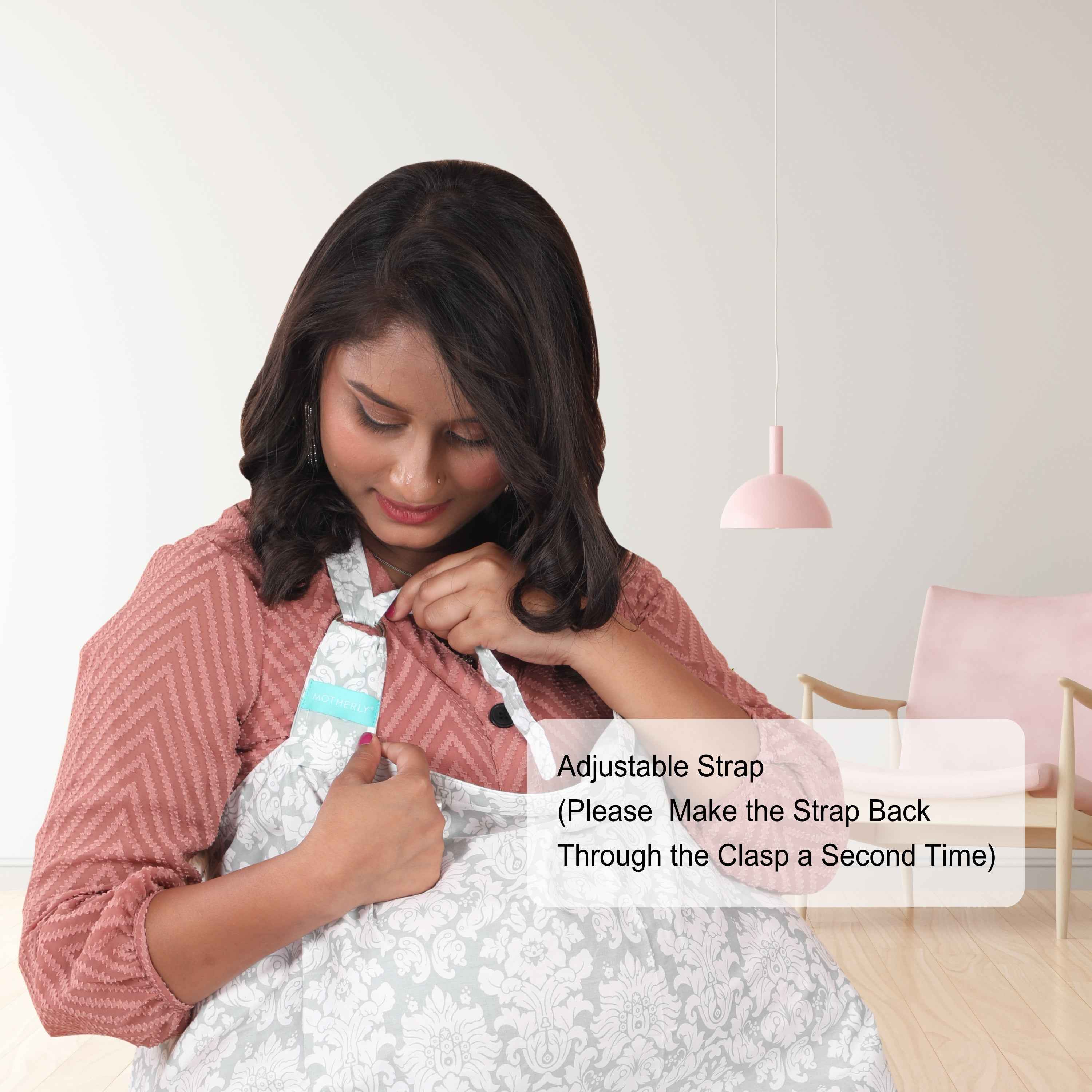 Care Cave Nursing Scarf - Gray/White Flower Print