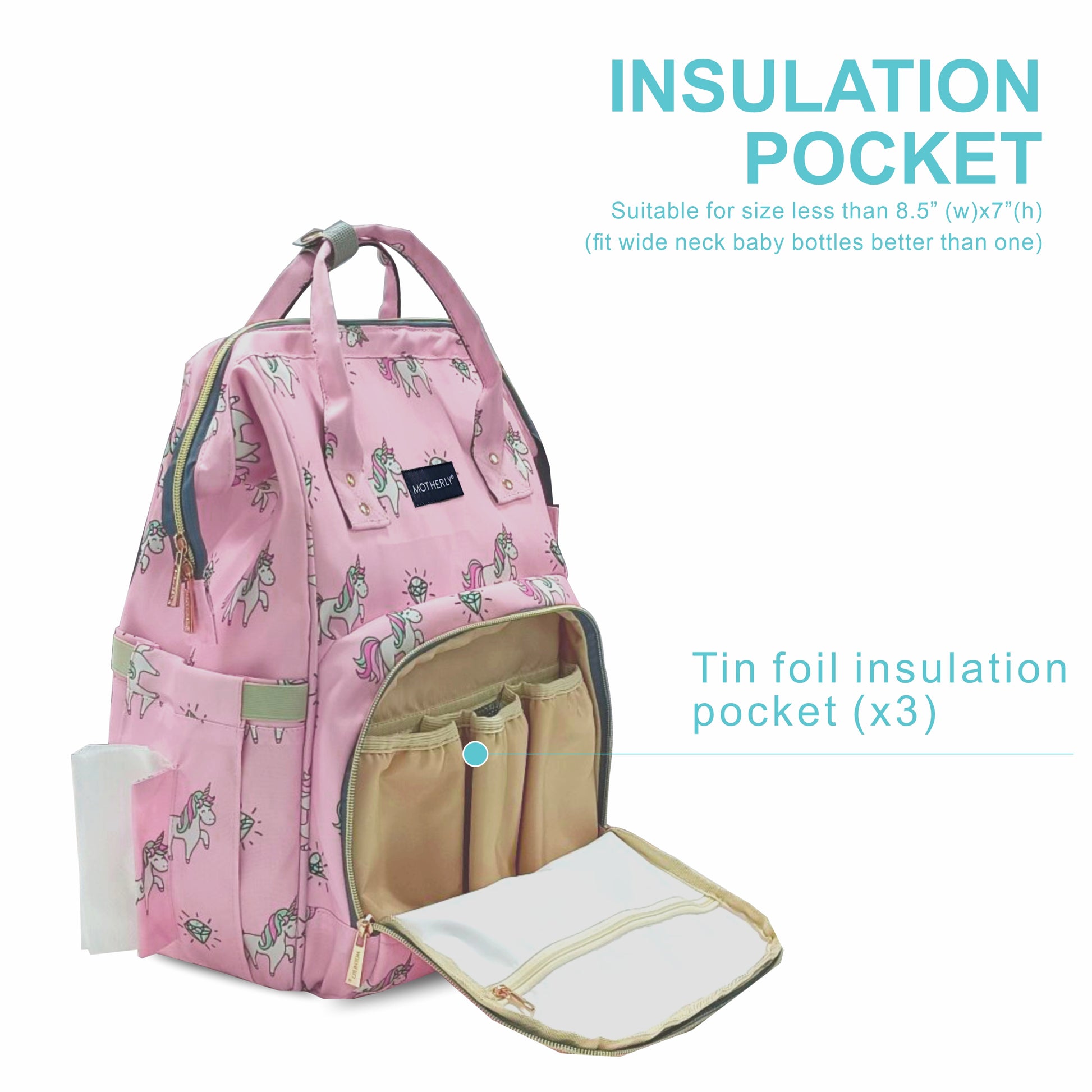 Motherly Elegant Diaper Bag for Mothers for Travel, Maternity Bag for Newborn Baby, Mothers Travelling Bag, Multipocket Water Resistant Baby Bag, Hospital Bag for Moms with Warranty - MOTHERLY