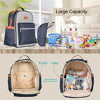 Motherly Diaper Bags For Mothers Stylish Backpacks for Moms for Travel with Stroller Hooks & Insulated Bottle Cover|6 Month Warranty |(Navy Gray) - MOTHERLY