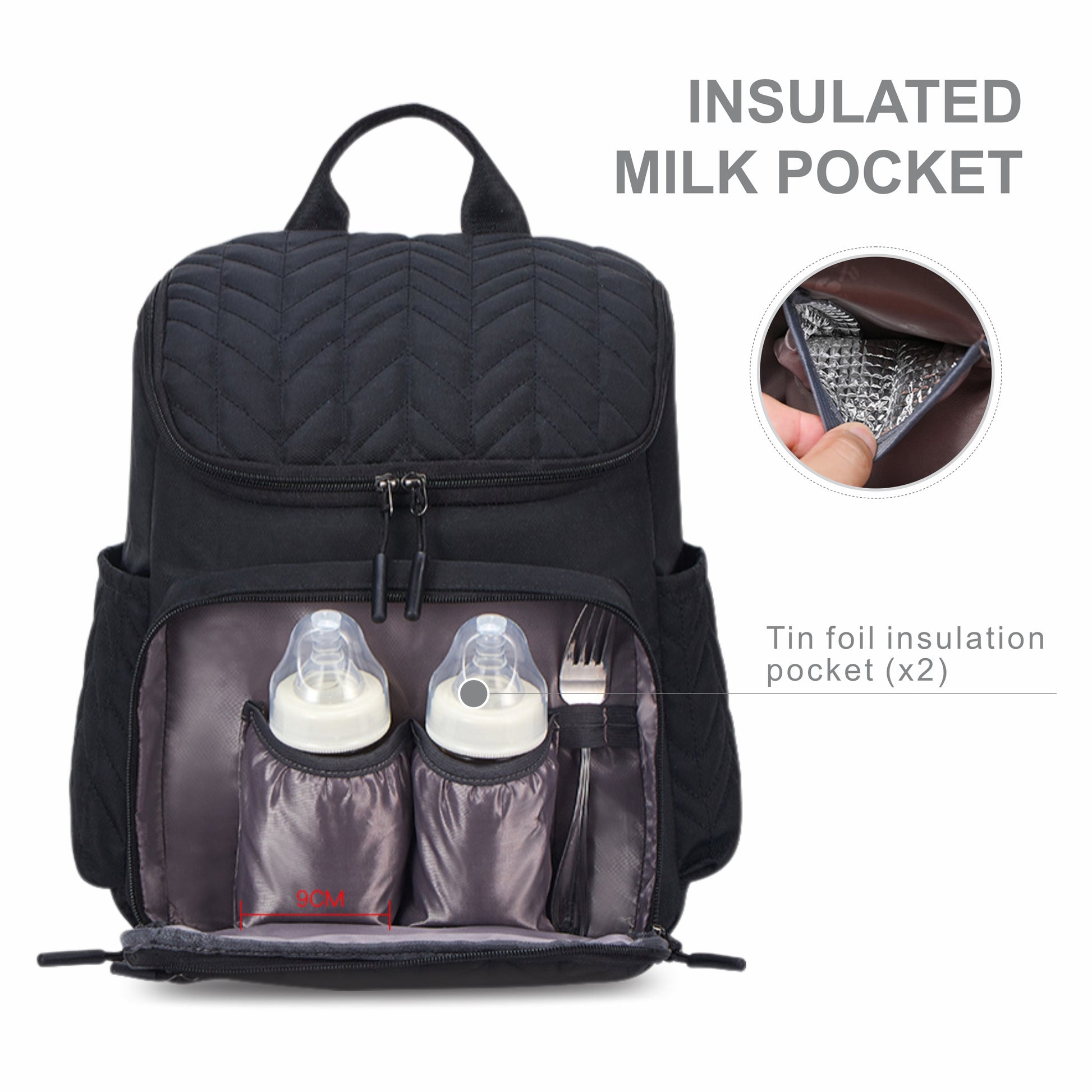 Motherly Baby Diaper Bag for Mothers specious and large travel diaper bags for Mom for travel |6 Month Warranty |(Black) - MOTHERLY