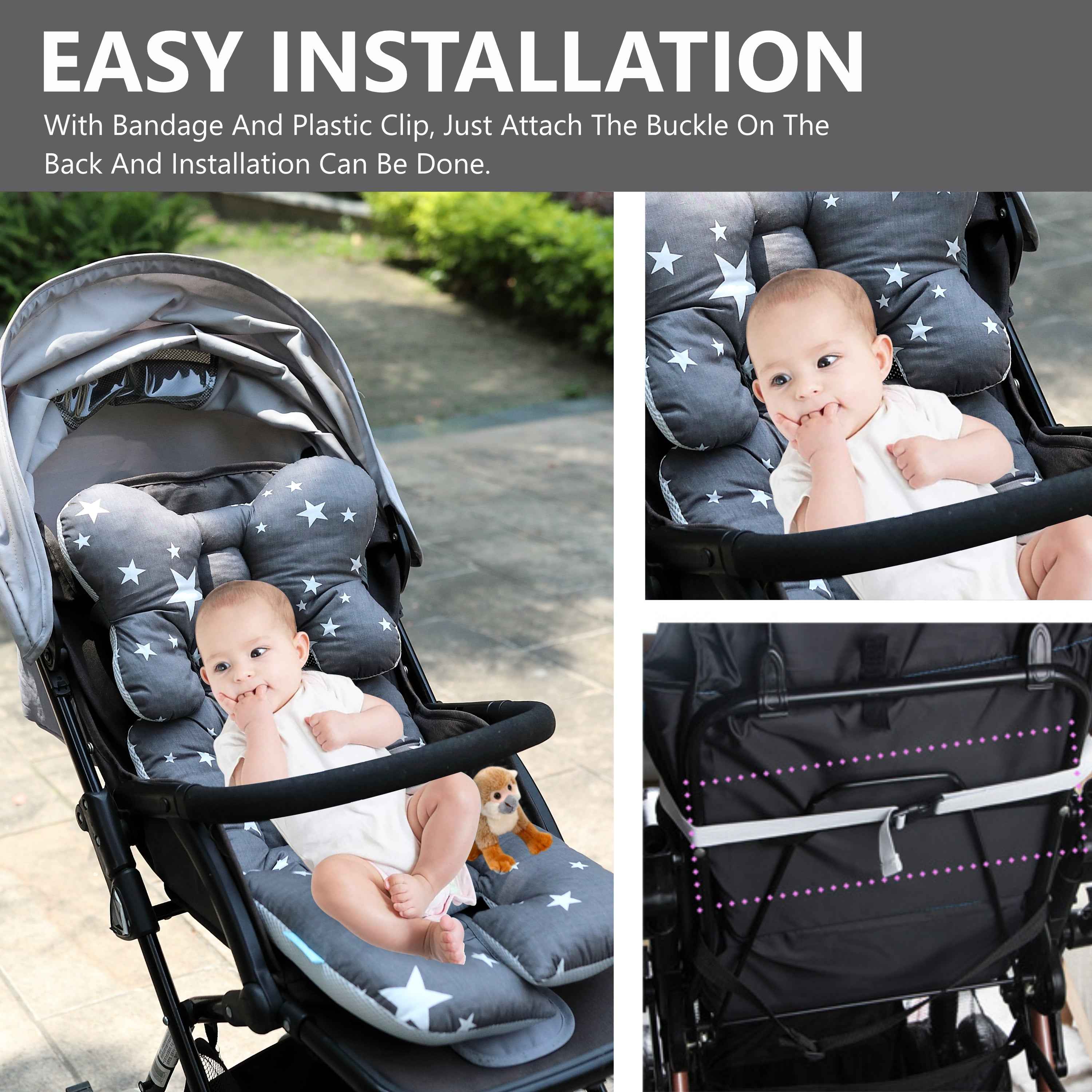 Stroller Seat Cushion - White Star