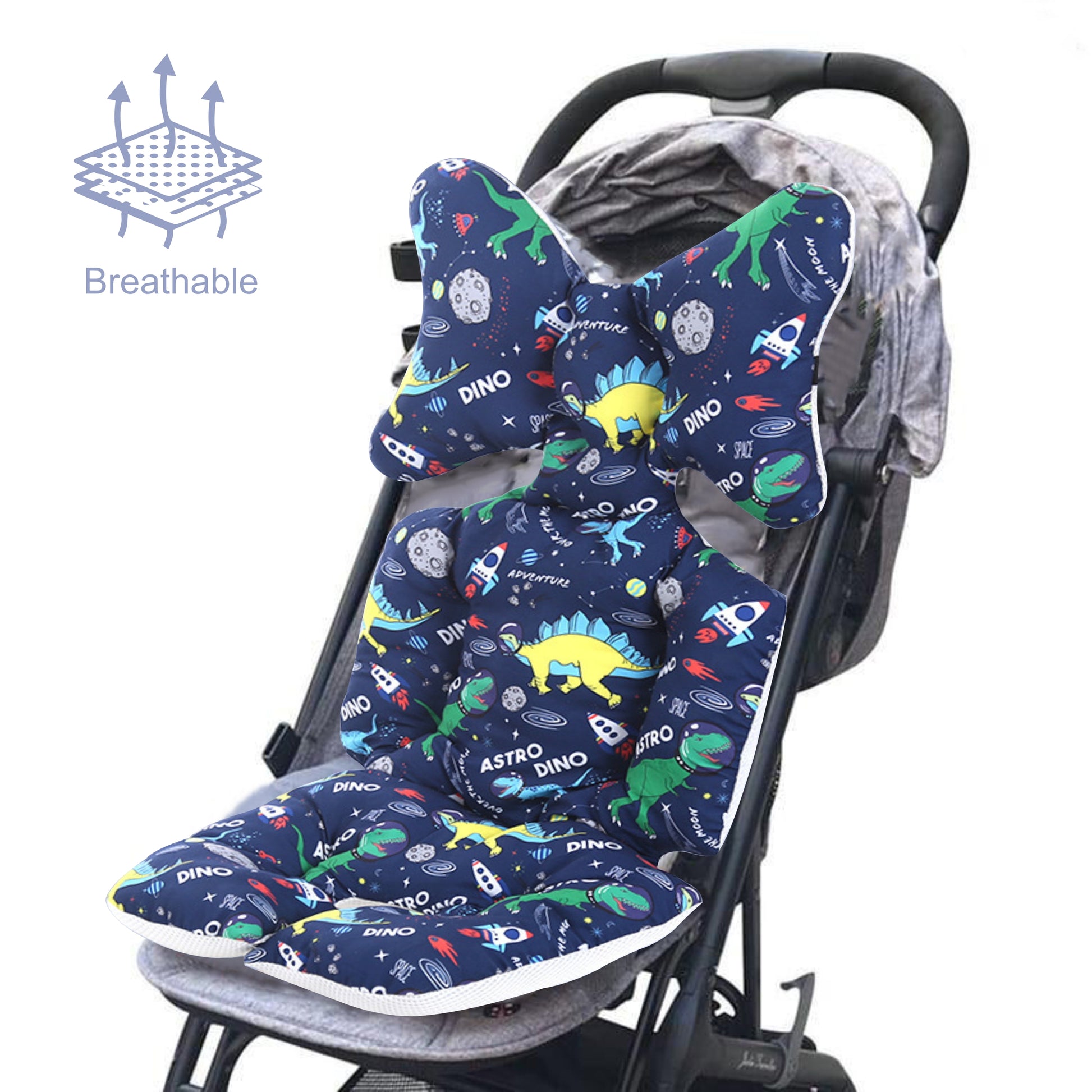 Baby Stroller Seat Pad – Thick, Breathable Cushion Liner For Prams, Car Seats & High Chairs, Soft Knitted Cotton