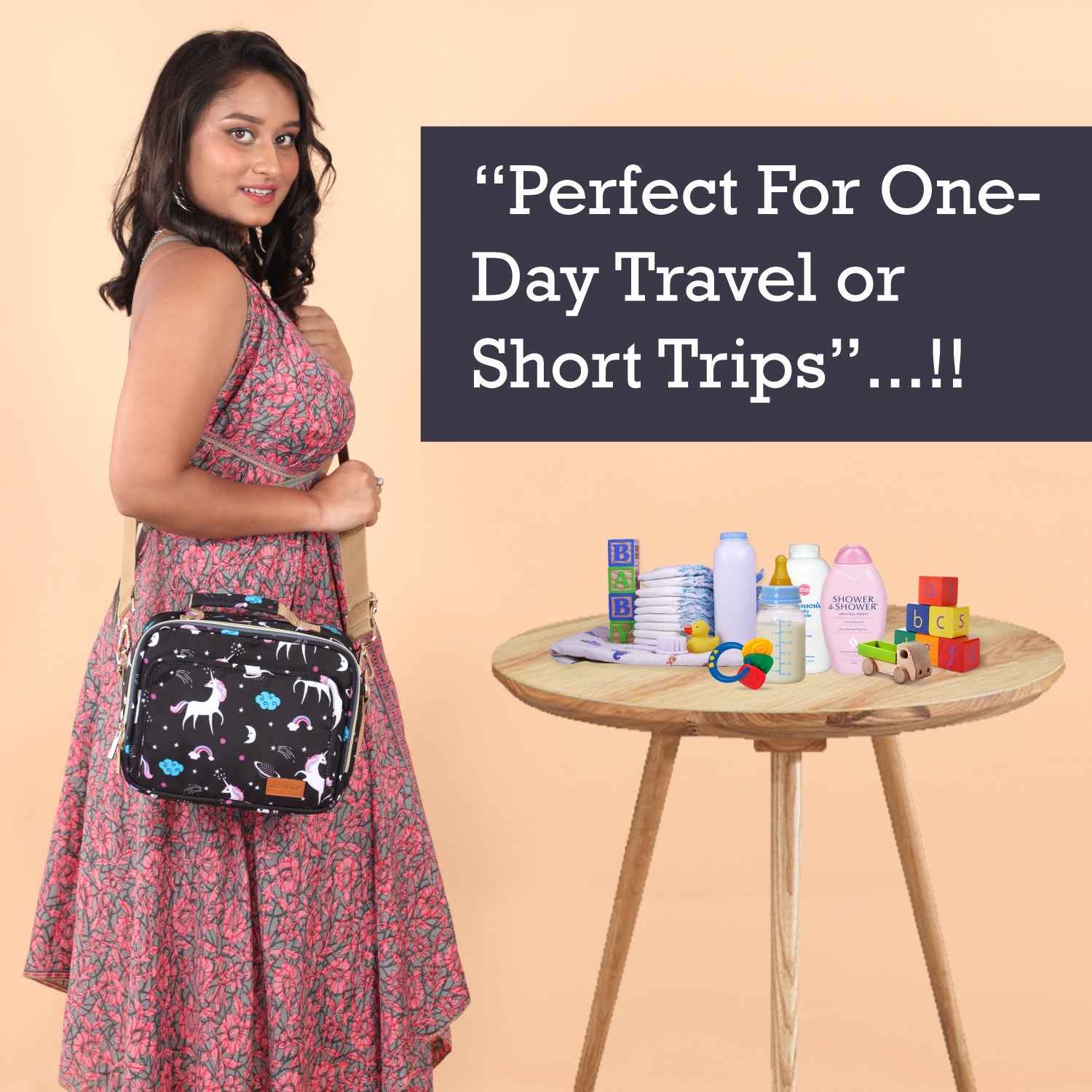 Motherly Mini Diaper Bag for Mothers for Travel | Small Maternity Handbag for Newborn Baby | Mothers Travelling Bag | Multiple Pockets Water Resistant Baby Bag I Hospital Bag for Moms (Unicorn Blue)