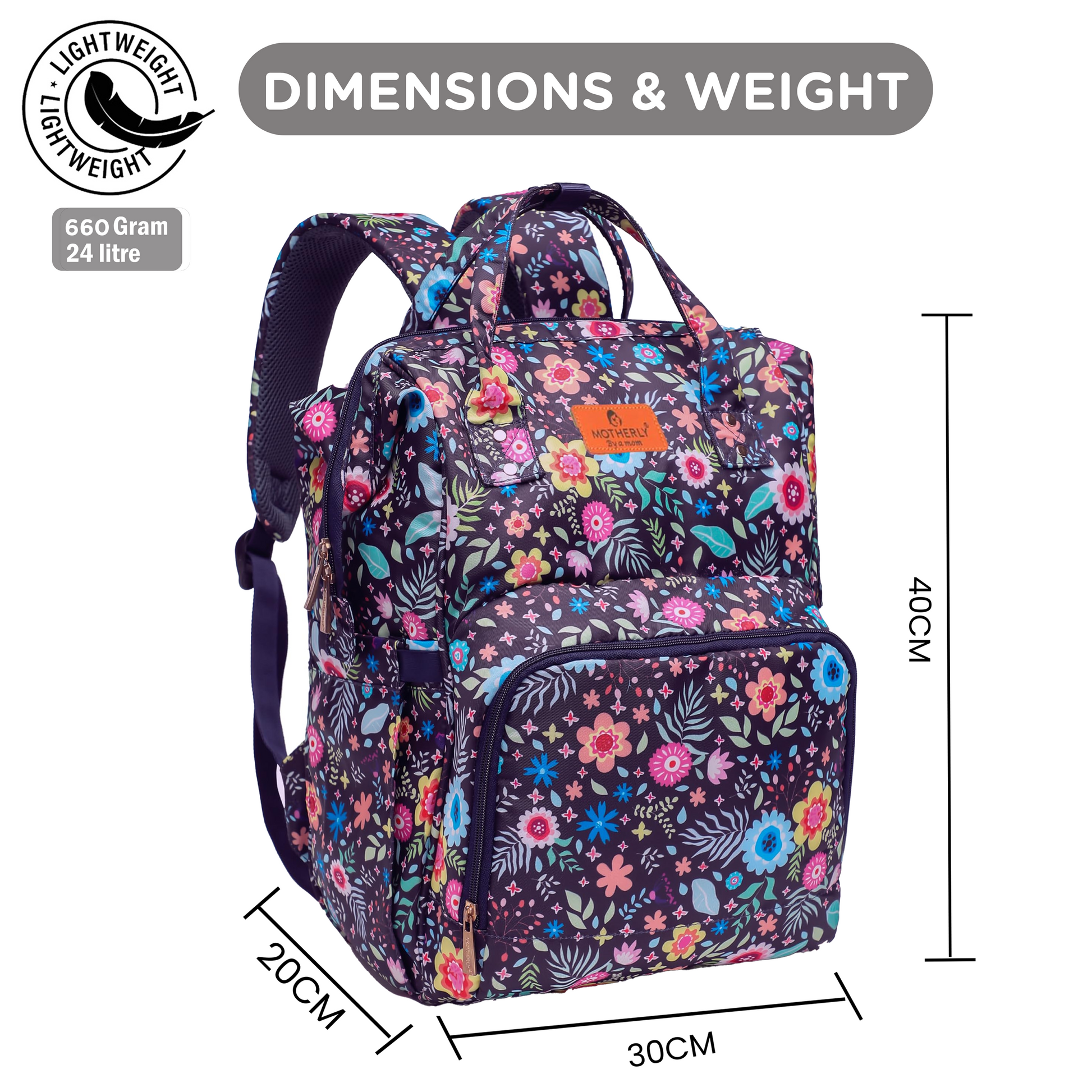 Motherly Elegant Diaper Bag for Moms – Water-Resistant Maternity & Travel Bag with Multiple Pockets & Warranty