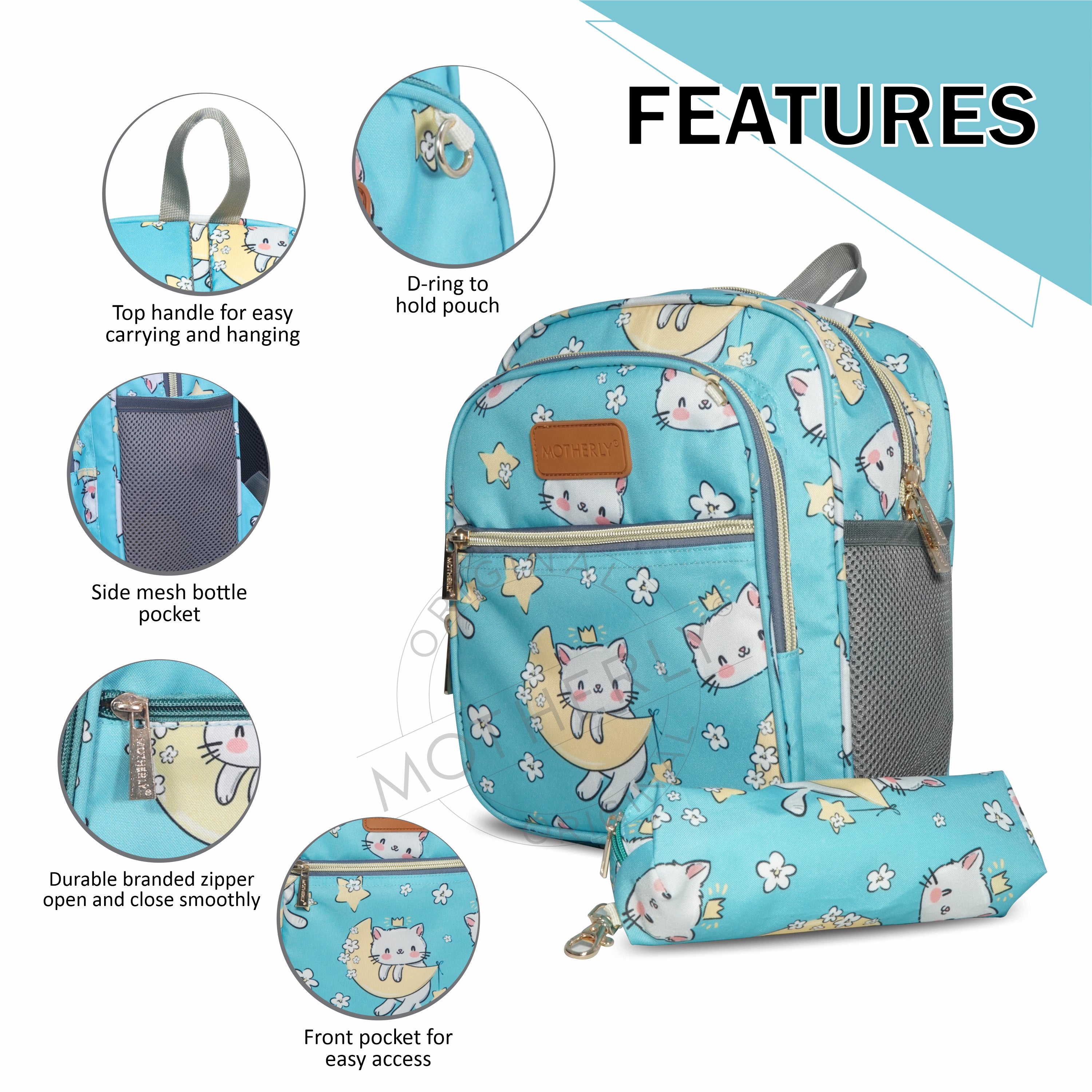 Motherly Kindergarten Backpack, Daycare Bags for Kids, Toddler Bag, Creche Bag Casual Backpack Picnic Bag for Kids, Unisex School Bag for Boys & Girls with Free Pencil Stationery Pouch (11 Inch) - MOTHERLY