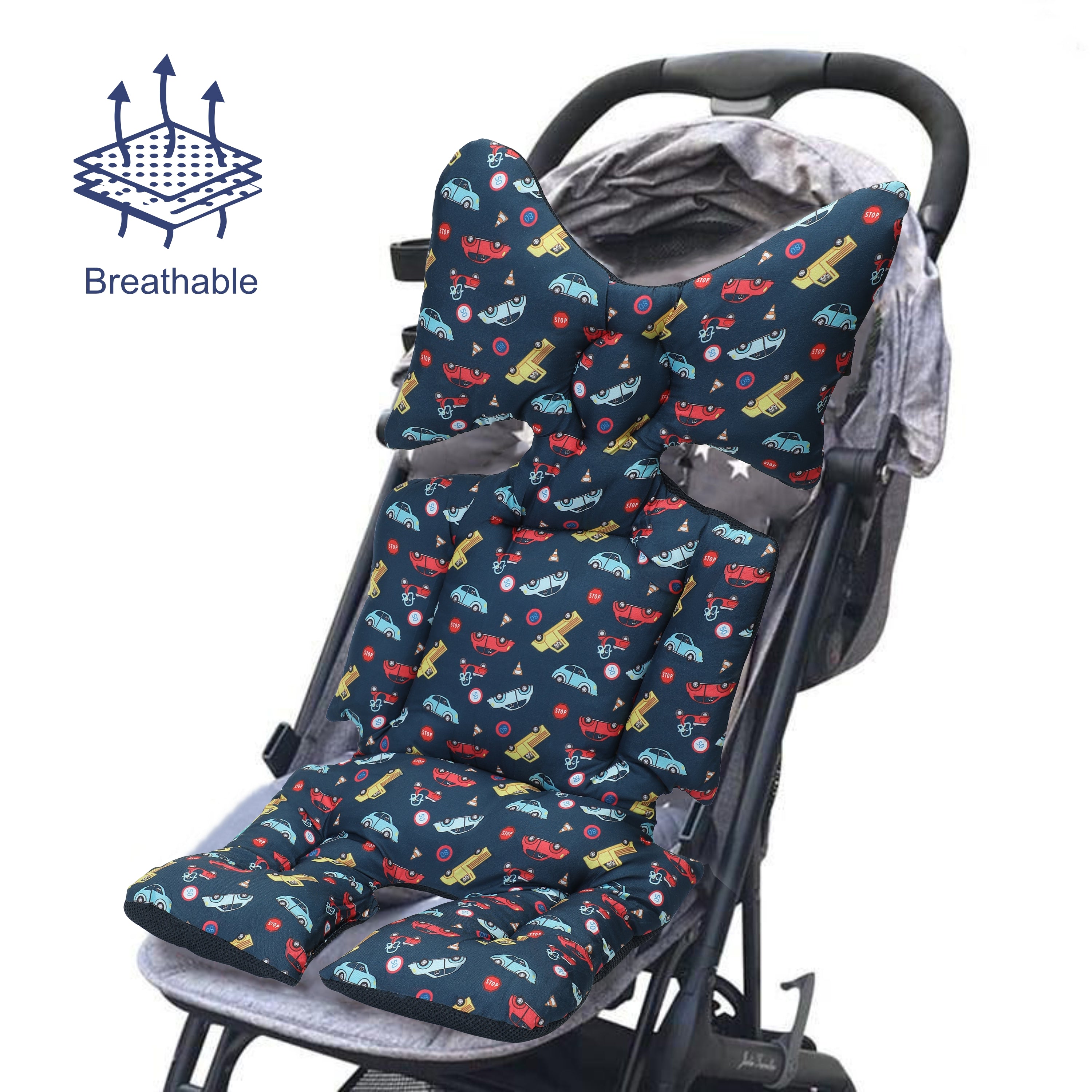 Motherly Baby Stroller Seat Cushion for Strollers, Car Seat & Chair, Breathable, Multi-purpose All-in-one Infant Carriage Cushion, High Chair Seat Cushion, Push Chair Stroller Cushion - MOTHERLY
