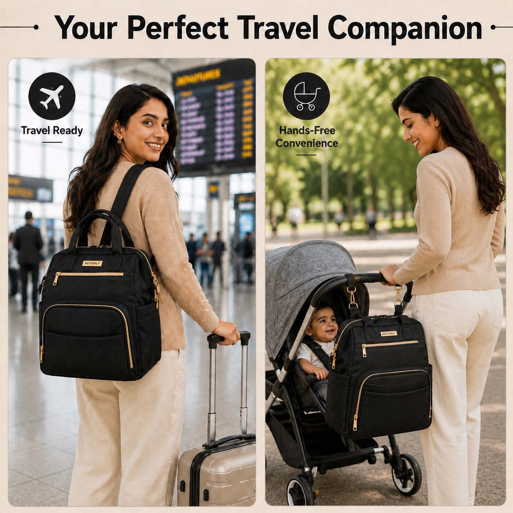 Motherly Evoke Diaper Bag for Moms – Water-Resistant Maternity & Travel Bag with Multiple Pockets, Warranty & Special Offers