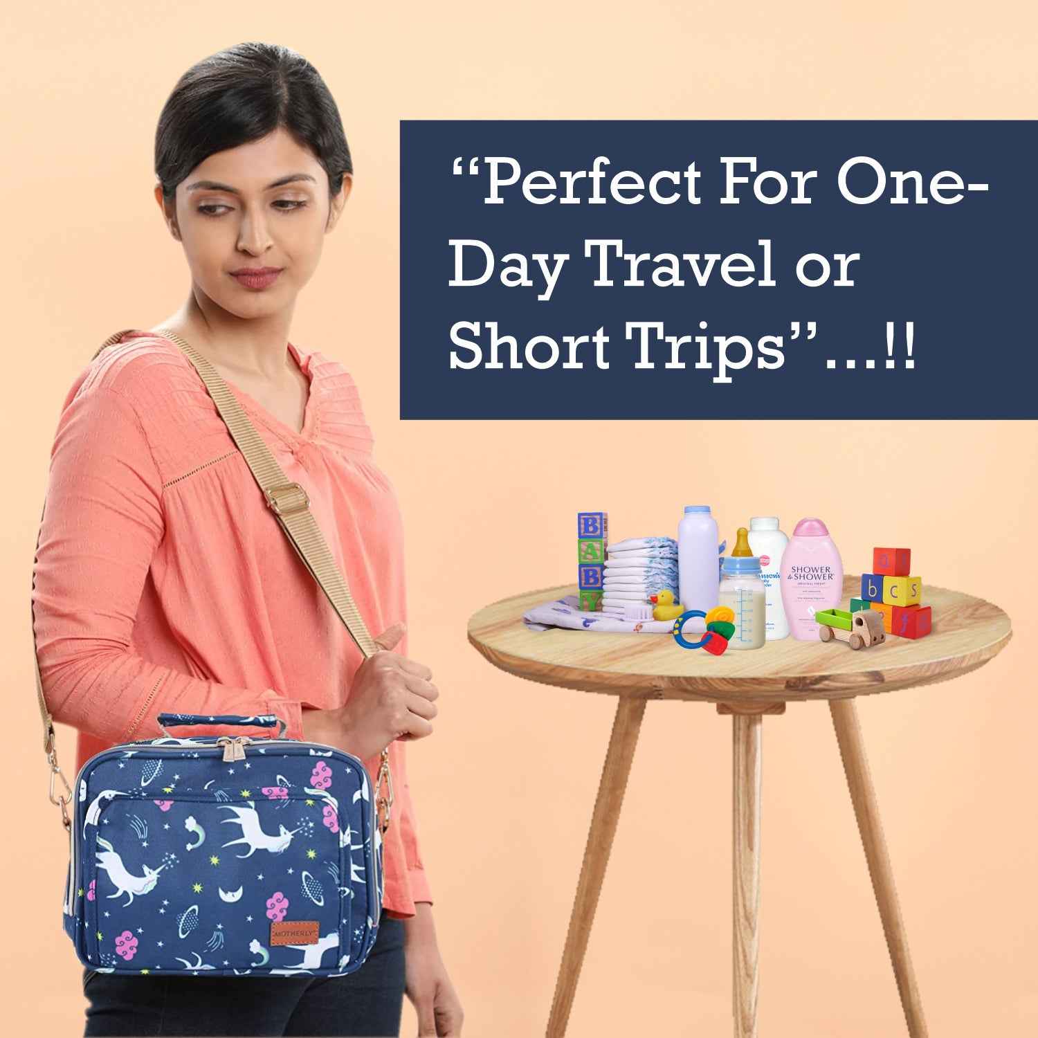 Motherly Mini Diaper Bag for Mothers for Travel | Small Maternity Handbag for Newborn Baby | Mothers Travelling Bag | Multiple Pockets Water Resistant Baby Bag I Hospital Bag for Moms (Unicorn Blue)