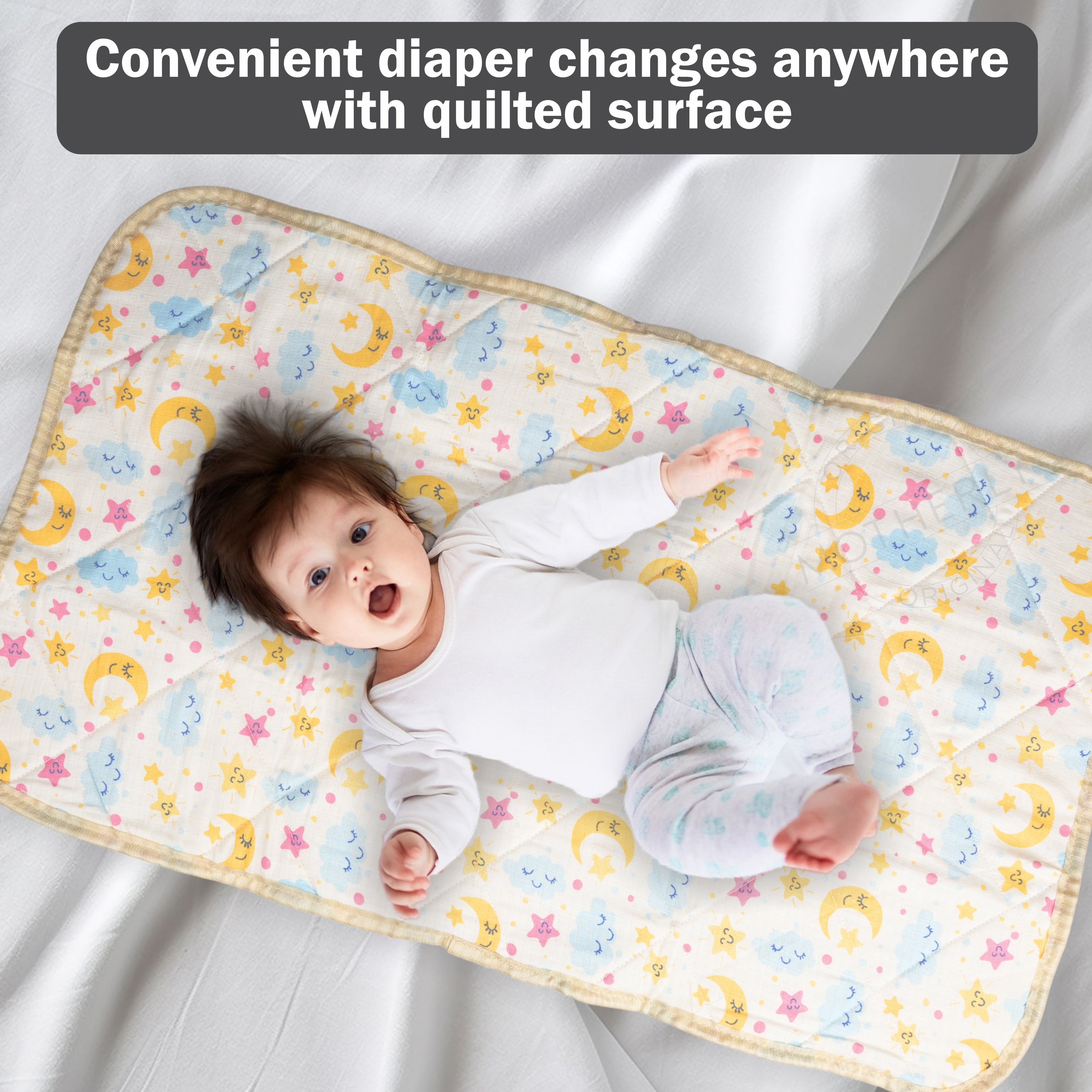 Motherly Diaper Changing Mat for Newborn Baby, Reusable Portable Changing Pad, Crib Mat for Baby, Sleeping Mattress for Boys & Girls (72 x 42 cm, 0-12 Months) - MOTHERLY