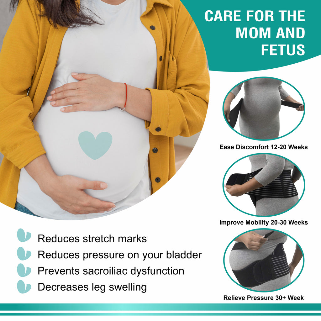 Motherly Maternity Belt for Belly Support, Pregnancy Support Belt Pre Natal-Belly Band, Adjustable & Breathable Waist Support Belt for Pregnancy, Helps in Back Pain, Pre and Postpartum (Medium)