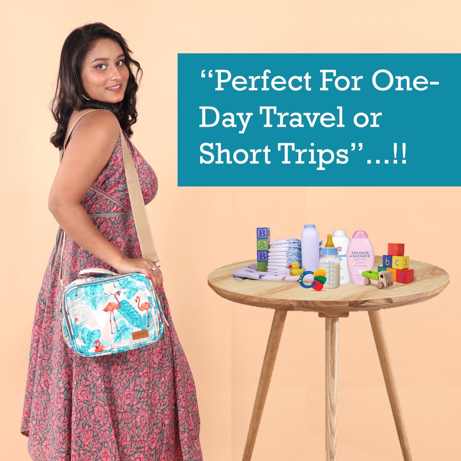 Motherly Mini Diaper Bag for Moms (Unicorn Blue) – Water-Resistant Travel & Maternity Handbag with Multiple Pockets