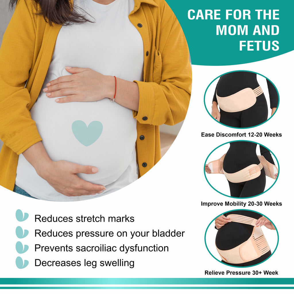 Motherly Maternity Belt for Belly Support, Pregnancy Support Belt Pre Natal-Belly Band, Adjustable & Breathable Waist Support Belt for Pregnancy, Helps in Back Pain, Pre and Postpartum (Medium)
