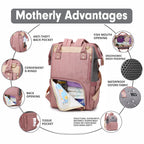 Motherly Crown Diaper Bag for Mothers for Travel with Mat, Stroller Hook, Bottle Cover/Multipocket Baby Bag/Water-resistant Diaper bags for mom/Maternity Bags for Mother and Baby - MOTHERLY