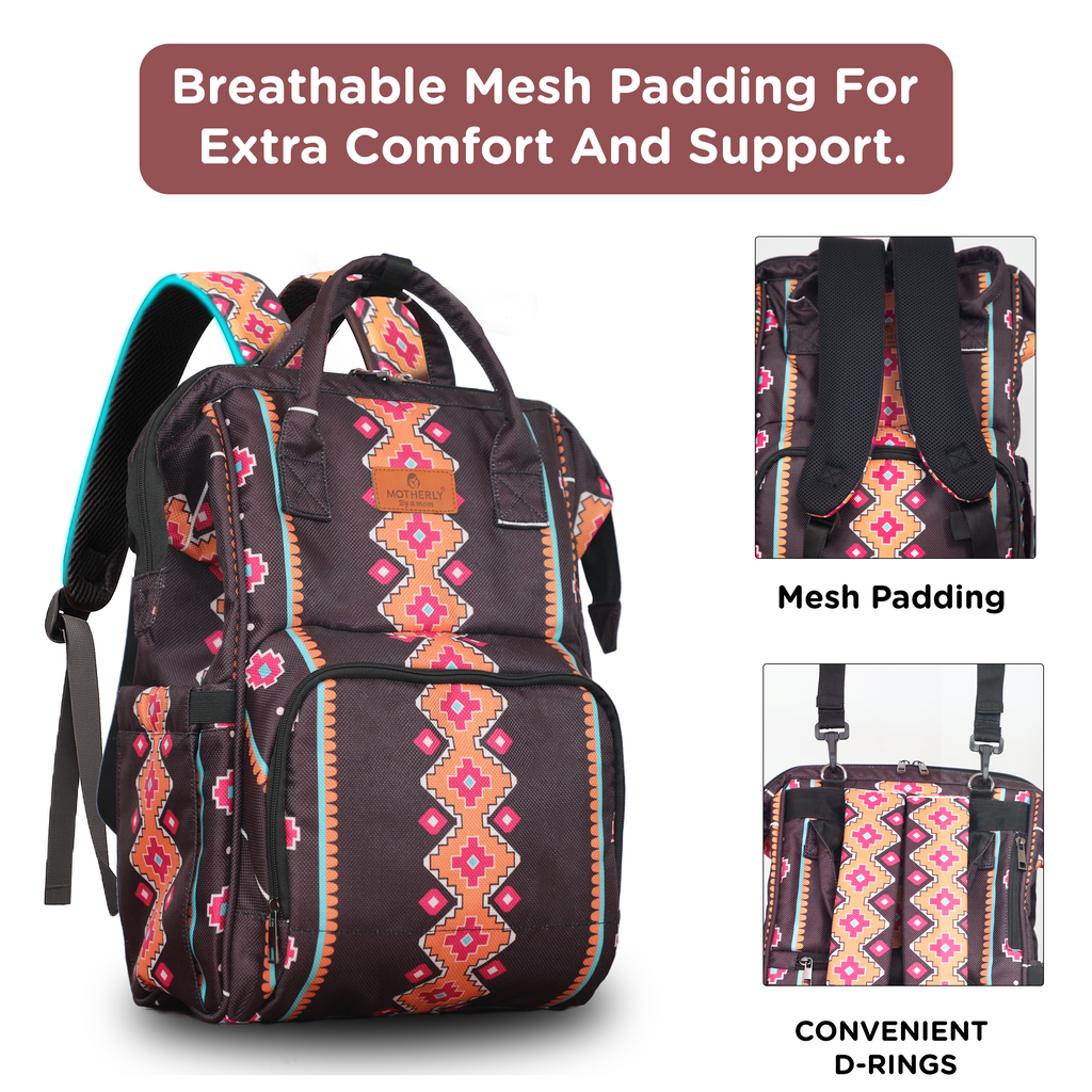 Motherly VivaLuxe Baby Bag for Mother Travel with Warranty/Diaper Bag with Insulated Baby Bottle Pocket/Diaper Bag for Mothers for Travel with Multi Compartments, Diaper Bags for Mom (Black)