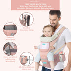 Motherly Baby Carrier for 0 to 3 Year Baby – Adjustable Hands Free 6-in-1 Baby Carrier with Detachable Hip Seat | baby carrier for new born |  Toddler Carrier with Head Support & Buckle Strap for Hiking & Everyday Use (Blue)