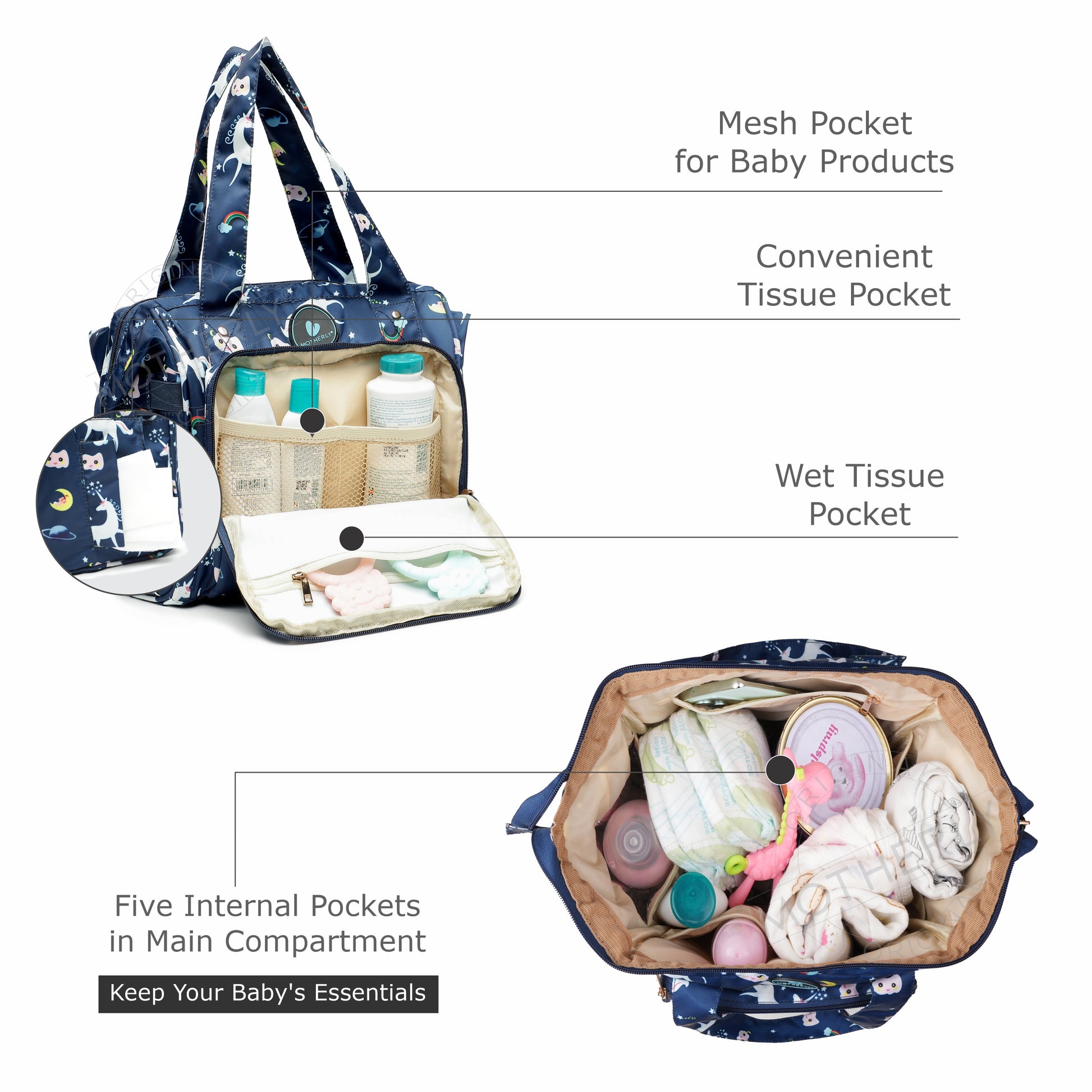 Motherly Mini Diaper Bag for Mothers | Small Diaper handbag for mom for travel - MOTHERLY