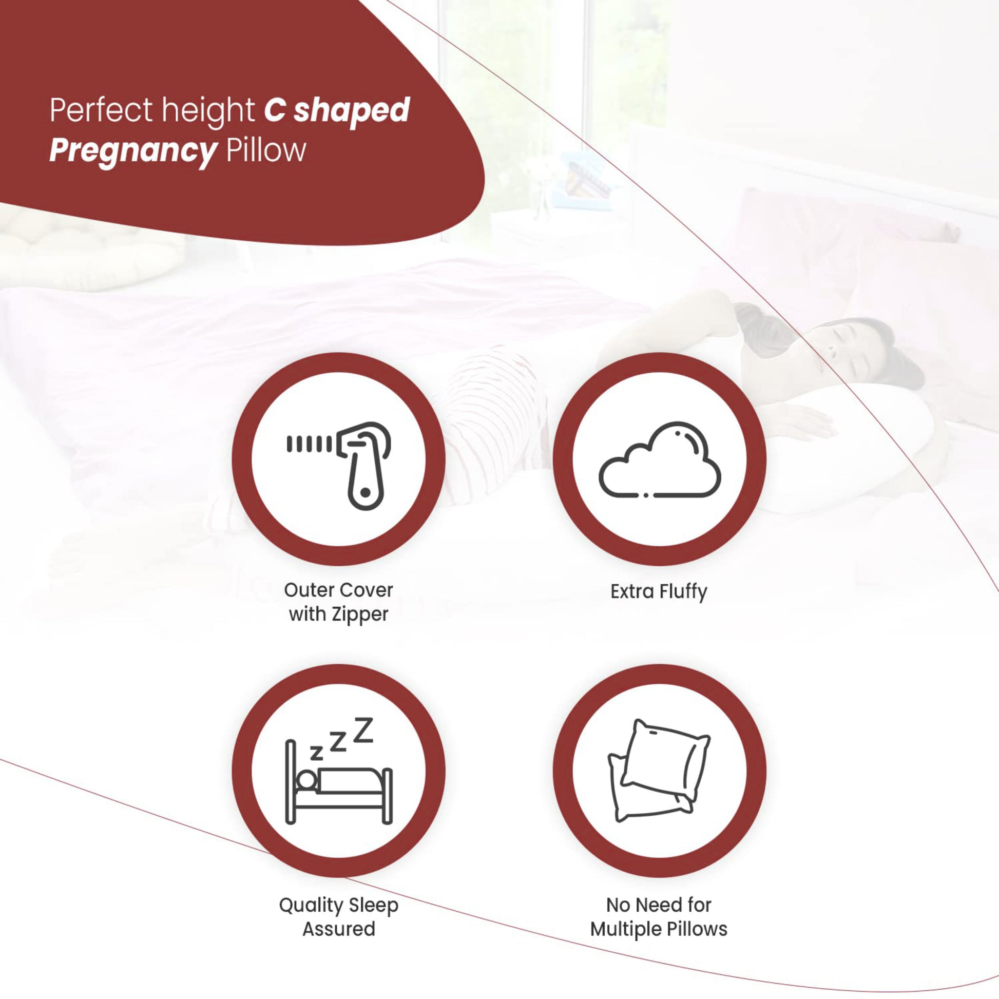 Motherly Maternity Pillows for Pregnancy Sleeping | Maternity Pillow for Pregnant Women (Dark Pink) - MOTHERLY