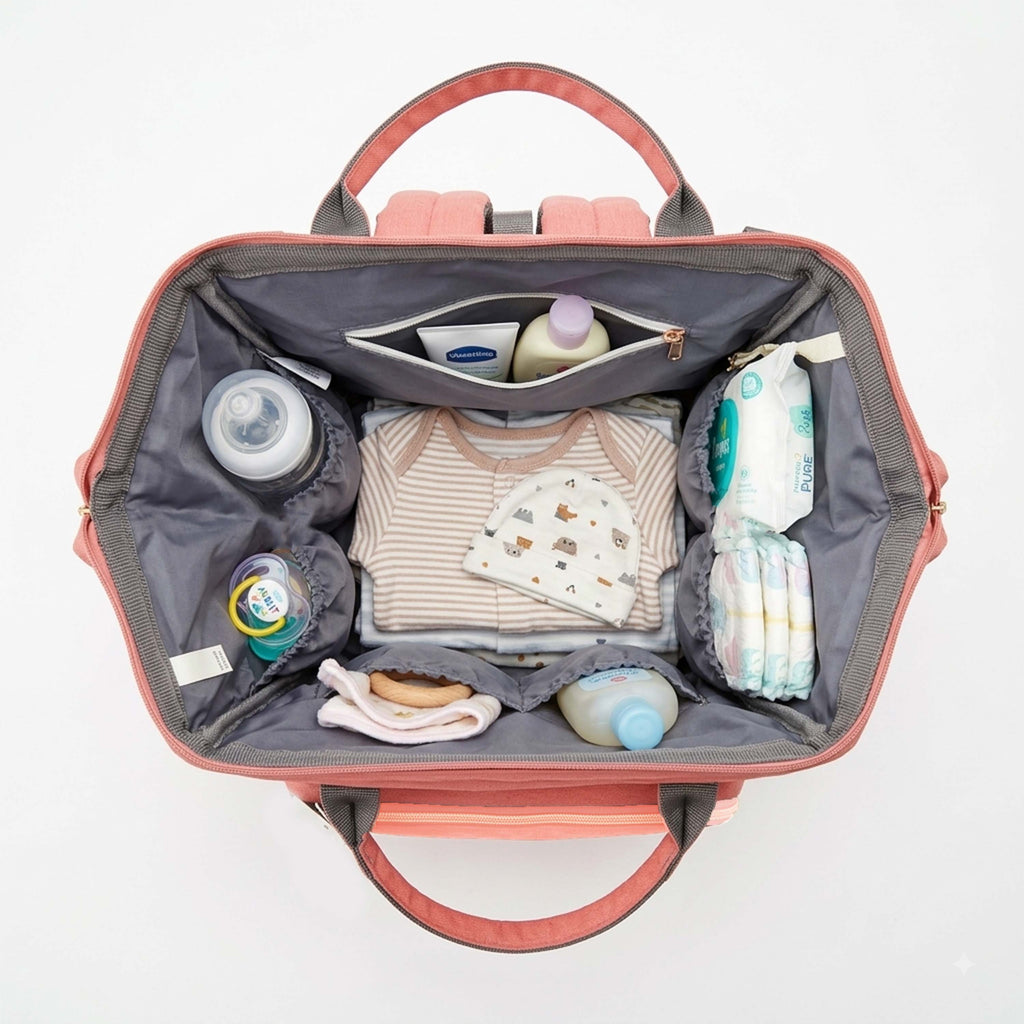 Motherly Patented Diaper Bag Backpack for Mothers | Waterproof Baby Travel & Maternity Bag | Multiple Compartments, Insulated Bottle Pockets, Warranty | Crown Series