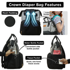 Motherly Crown Diaper Bag for Moms – Water-Resistant Travel & Maternity Bag with Multiple Pockets & 6-Month Warranty