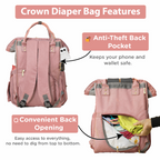 Motherly Crown Diaper Bag for Moms – Water-Resistant Travel & Maternity Bag with Multiple Pockets & 6-Month Warranty