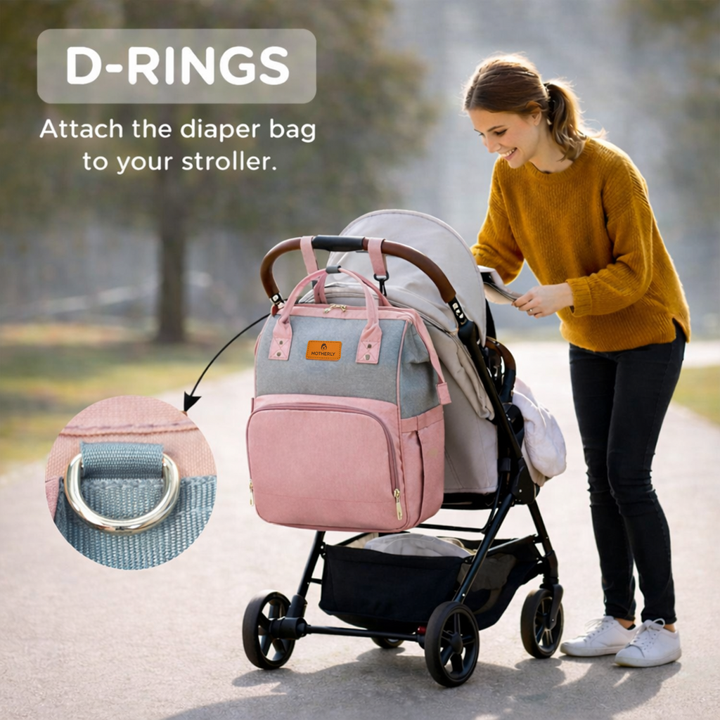 Motherly Crown Diaper Bag for Moms – Water-Resistant Travel & Maternity Bag with Multiple Pockets & 6-Month Warranty