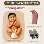 Motherly Crown Diaper Bag for Moms – Water-Resistant Travel & Maternity Bag with Mat, Bottle Cover & Stroller Hooks
