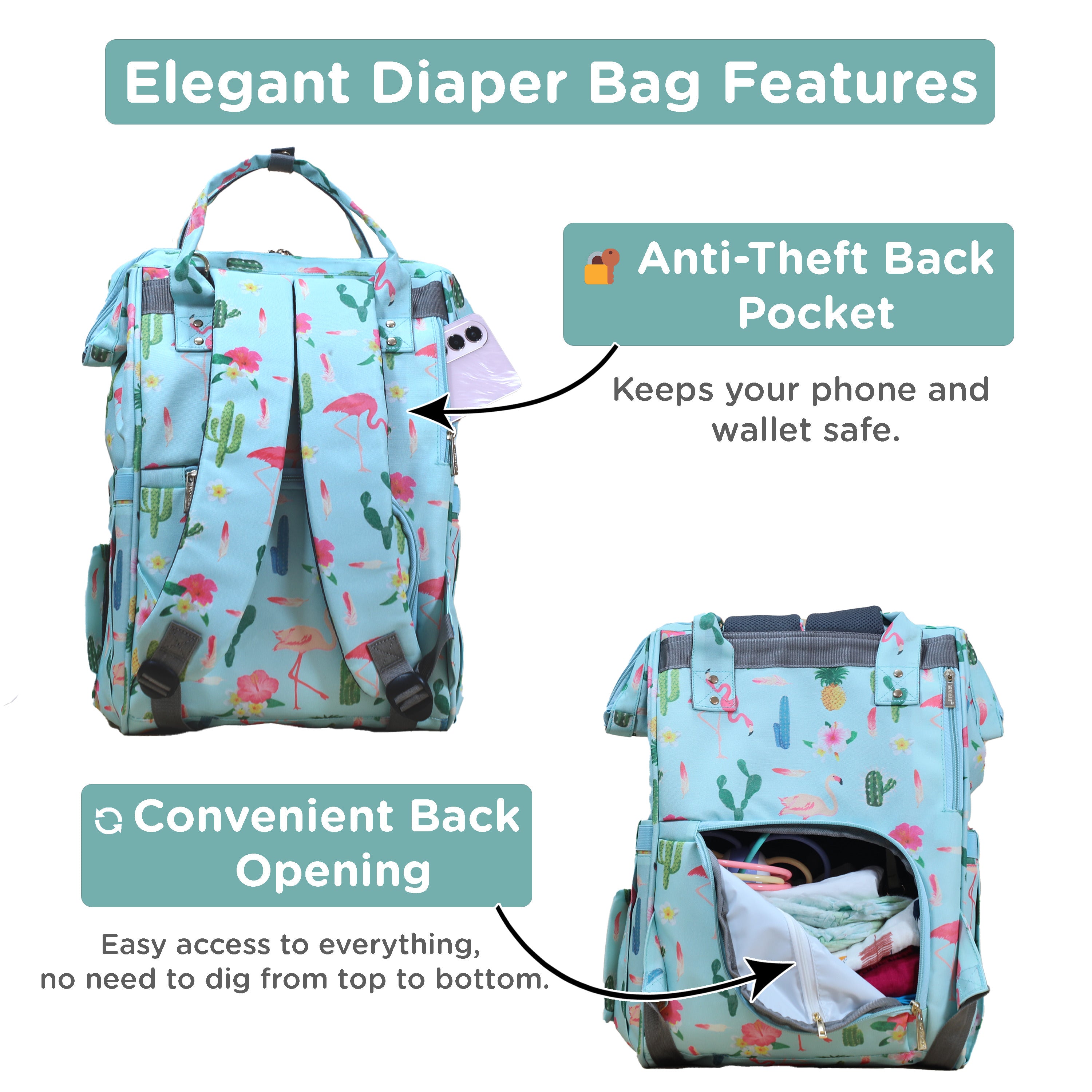 Motherly Elegant Diaper Bag for Moms – Water-Resistant Maternity & Travel Bag with Multiple Pockets & Warranty