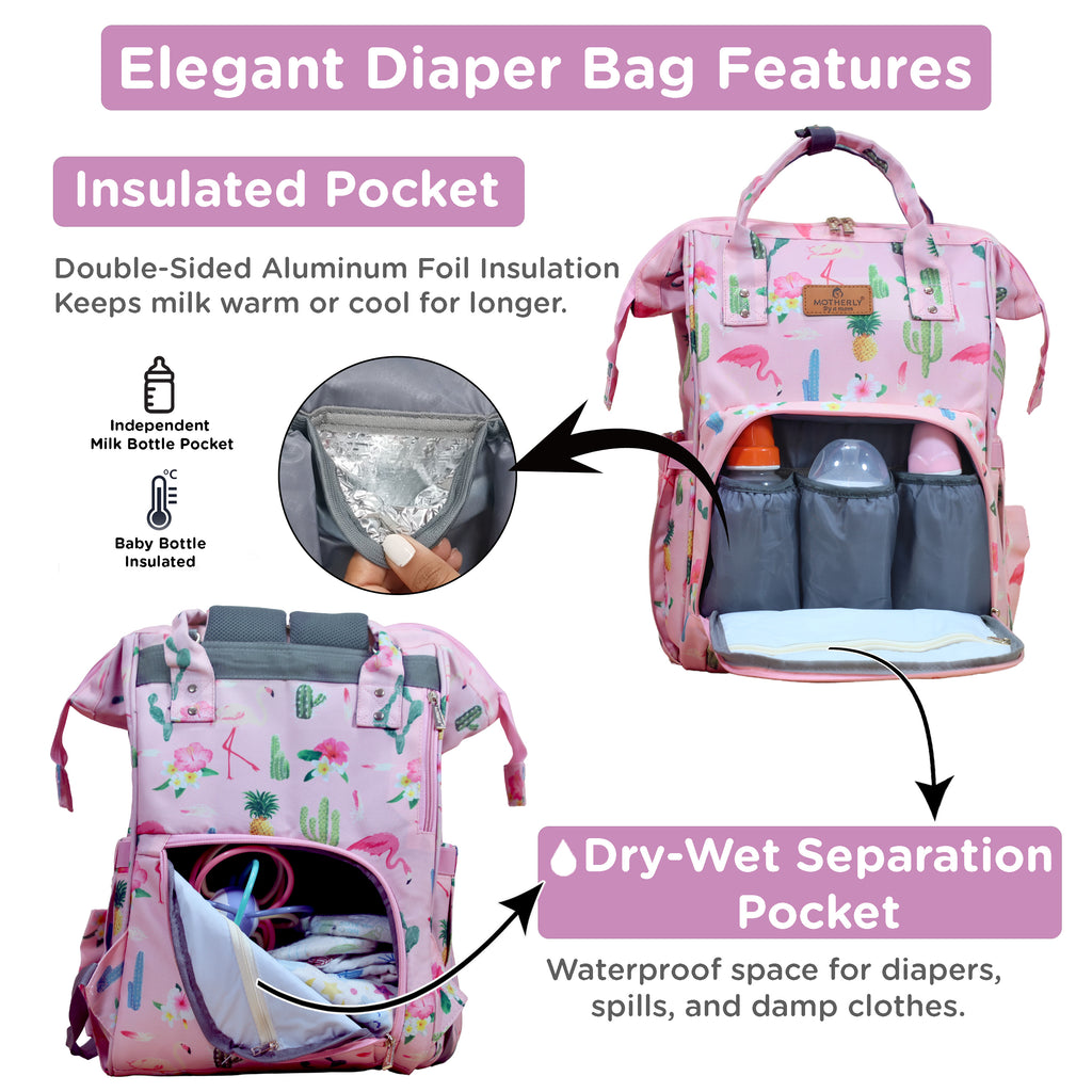 Motherly Elegant Diaper Bag for Moms – Water-Resistant Maternity & Travel Bag with Multiple Pockets & Warranty