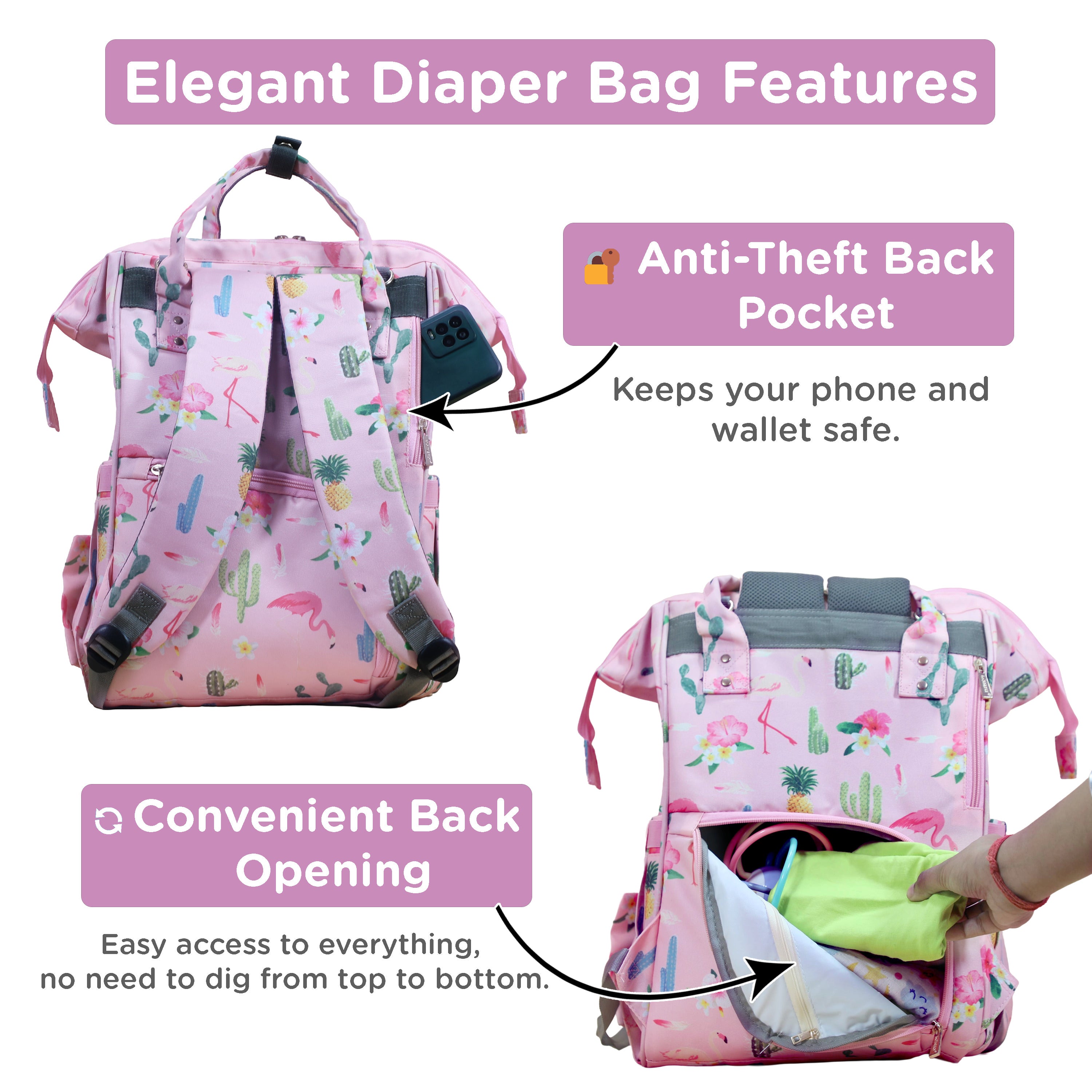 Motherly Elegant Diaper Bag for Moms – Water-Resistant Maternity & Travel Bag with Multiple Pockets & Warranty
