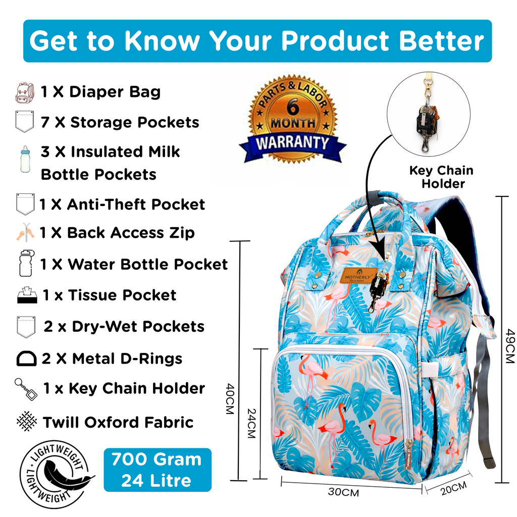 Motherly Elegant Diaper Bag for Moms – Water-Resistant Maternity & Travel Bag with Multiple Pockets & Warranty