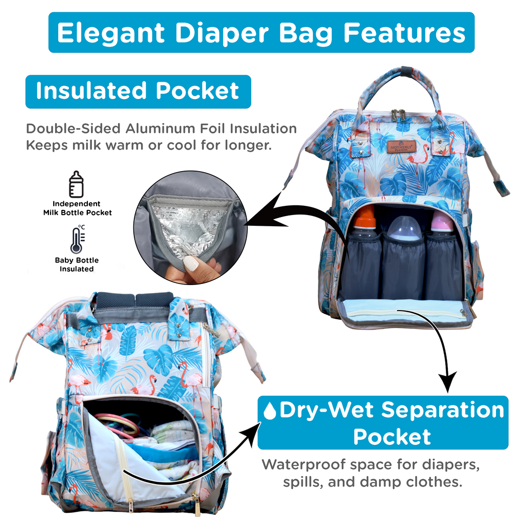 Motherly Elegant Diaper Bag for Moms – Water-Resistant Maternity & Travel Bag with Multiple Pockets & Warranty
