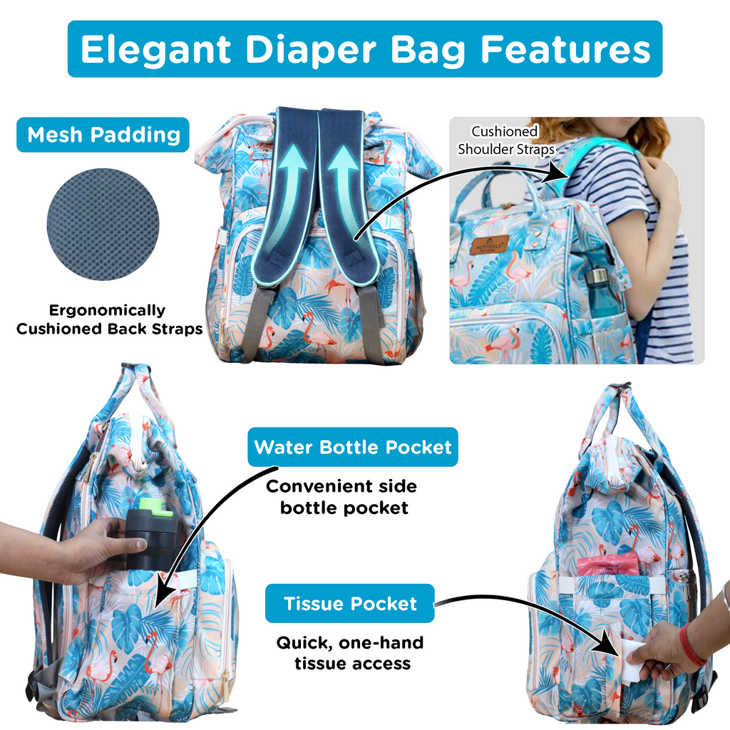 Motherly Elegant Diaper Bag for Moms – Water-Resistant Maternity & Travel Bag with Multiple Pockets & Warranty