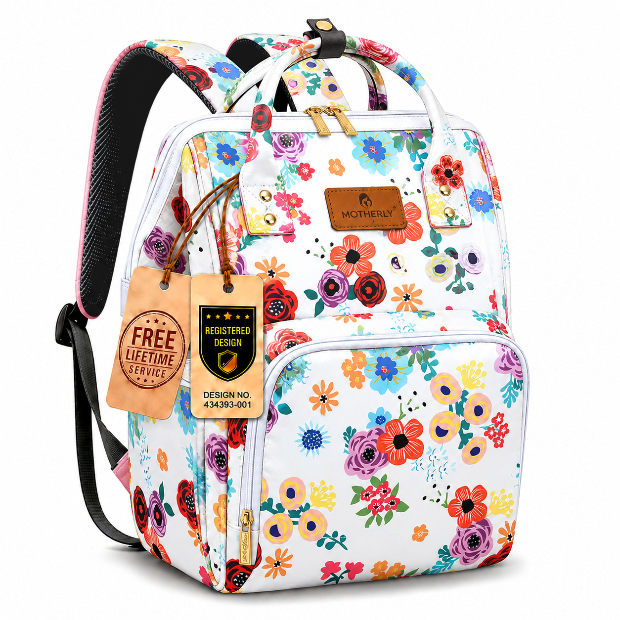 Motherly Patented Diaper Bag Backpack for Moms | Waterproof Baby Travel & Maternity Bag | Spacious Nappy Bag with Insulated Bottle Pockets & Warranty  (Elegant Series)
