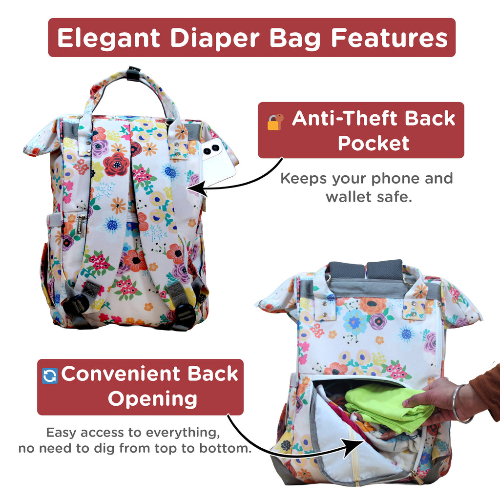 Motherly Elegant Diaper Bag for Moms – Water-Resistant Maternity & Travel Bag with Multiple Pockets & Warranty