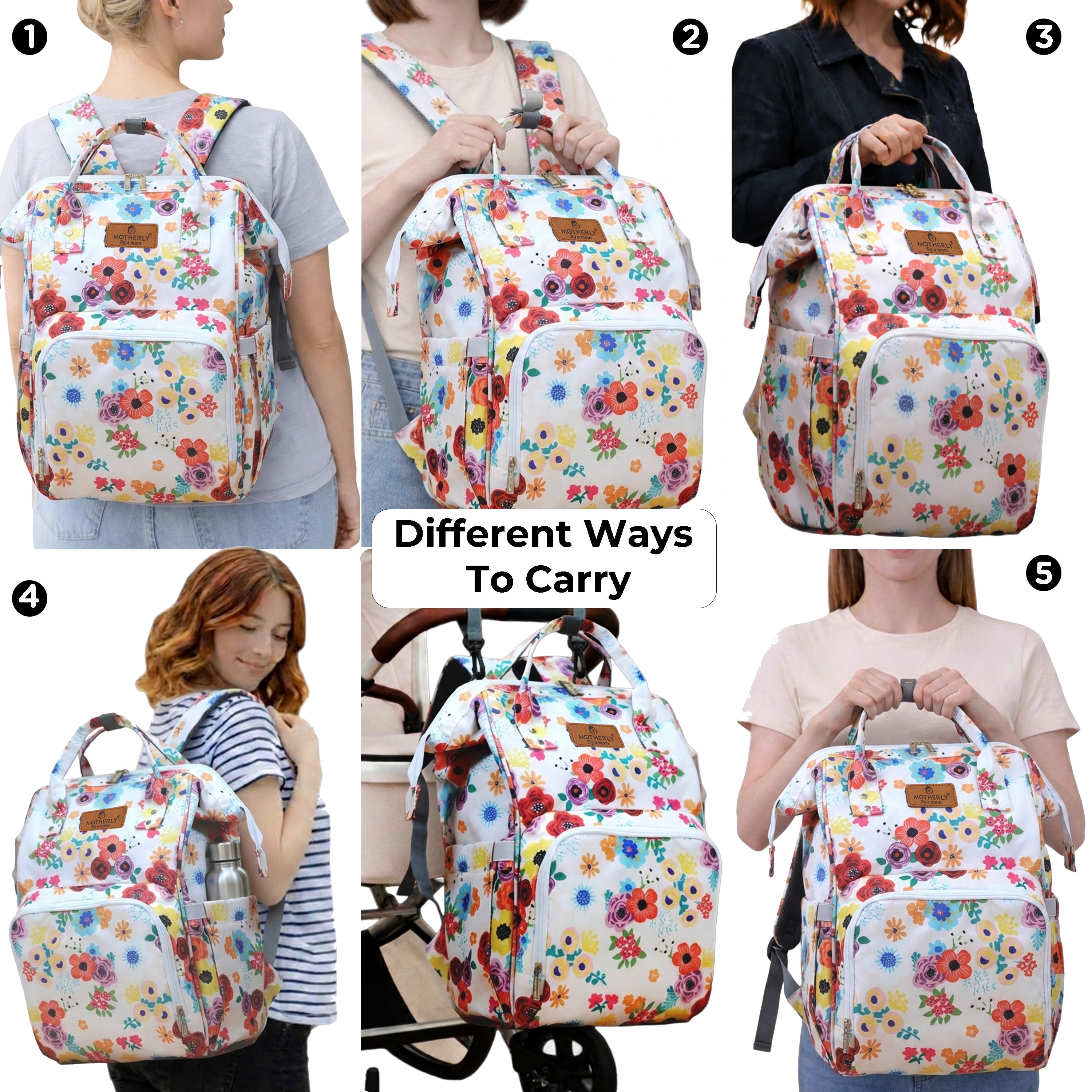 Motherly Elegant Diaper Bag for Moms – Water-Resistant Maternity & Travel Bag with Multiple Pockets & Warranty