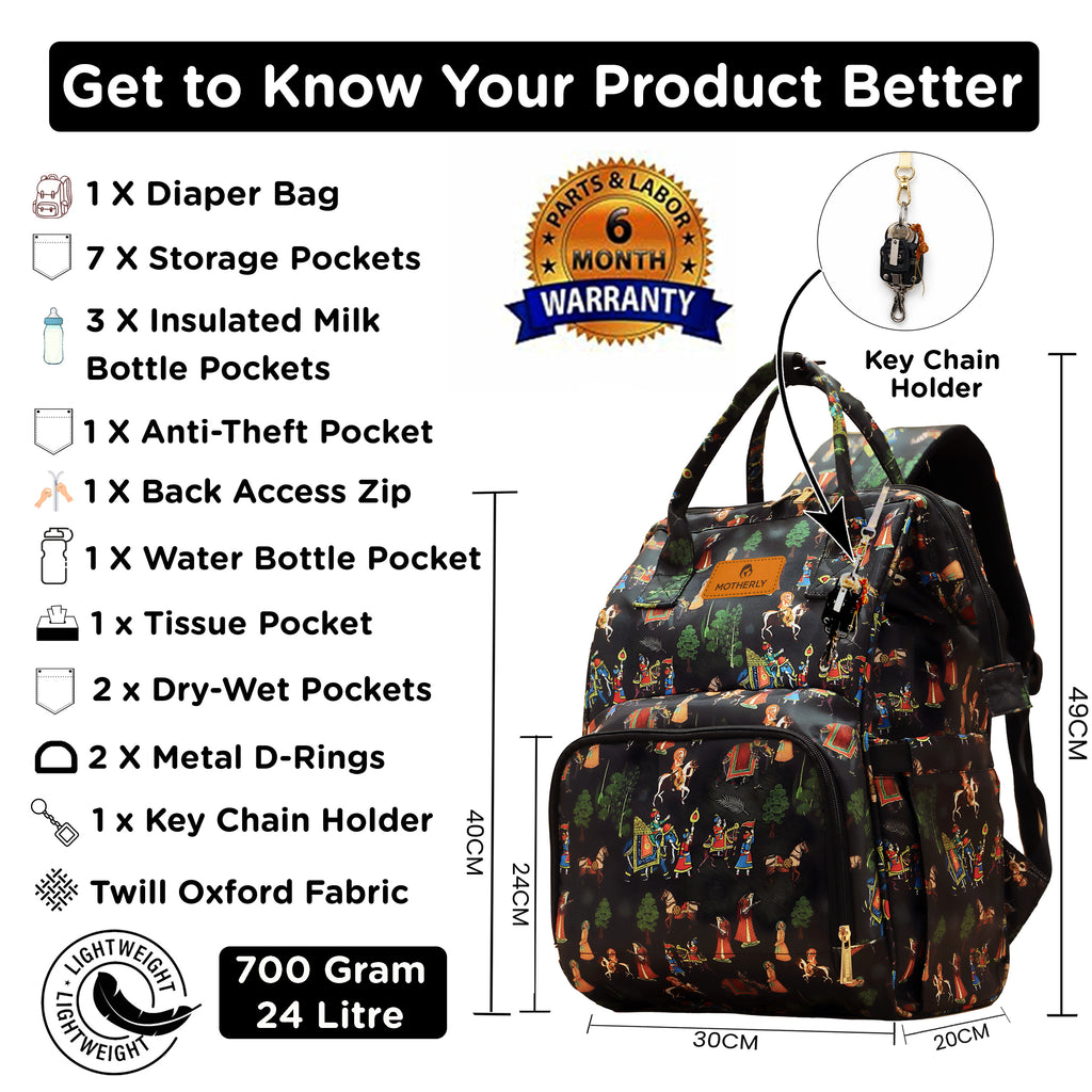 Motherly Elegant Diaper Bag for Moms – Water-Resistant Maternity & Travel Bag with Multiple Pockets & Warranty