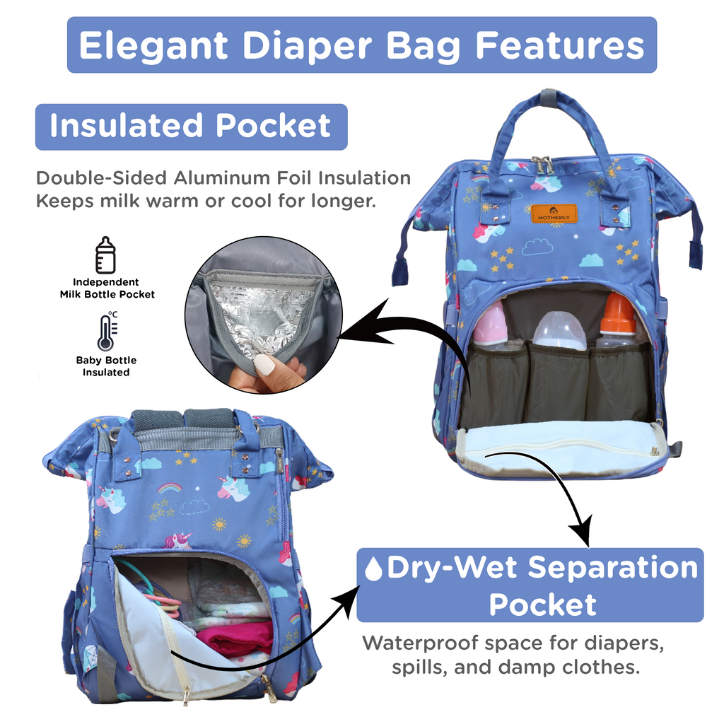 Motherly Elegant Diaper Bag for Moms – Water-Resistant Maternity & Travel Bag with Multiple Pockets & Warranty