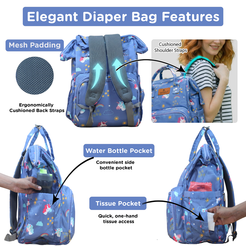 Motherly Elegant Diaper Bag for Moms – Water-Resistant Maternity & Travel Bag with Multiple Pockets & Warranty